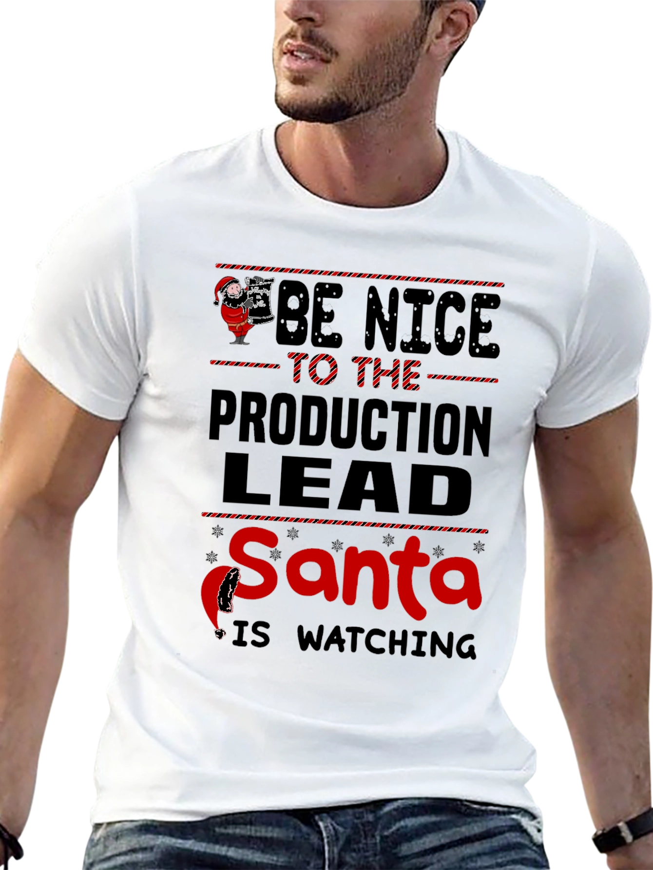 Be Nice to the Production Lead Santa T-Shirt