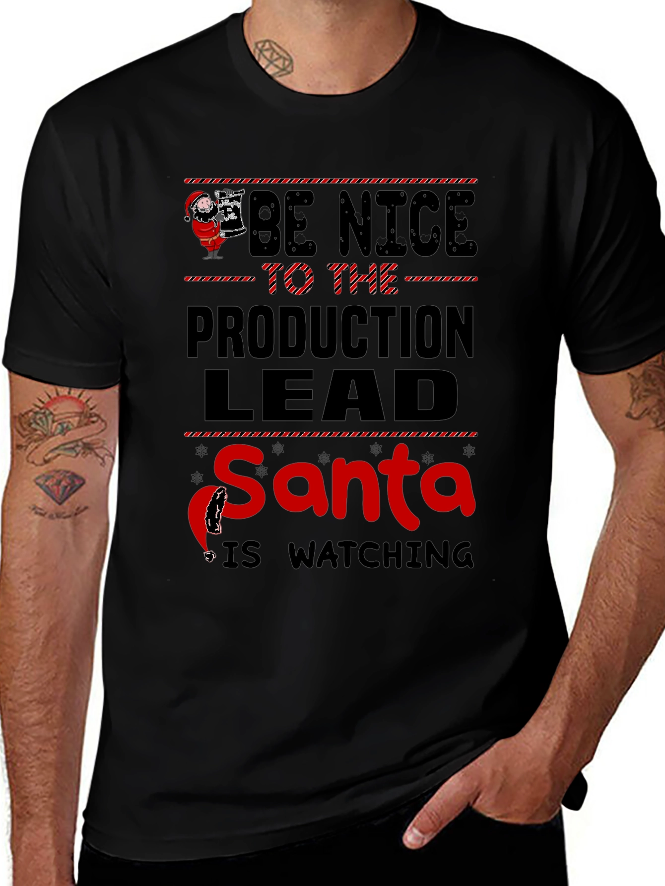 Be Nice to the Production Lead Santa T-Shirt