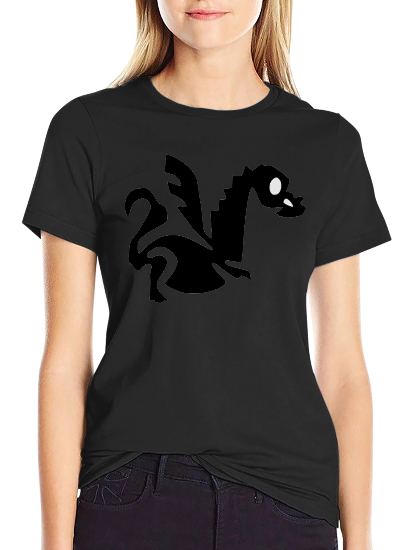 Cartoon Dragon Graphic Black T-Shirt