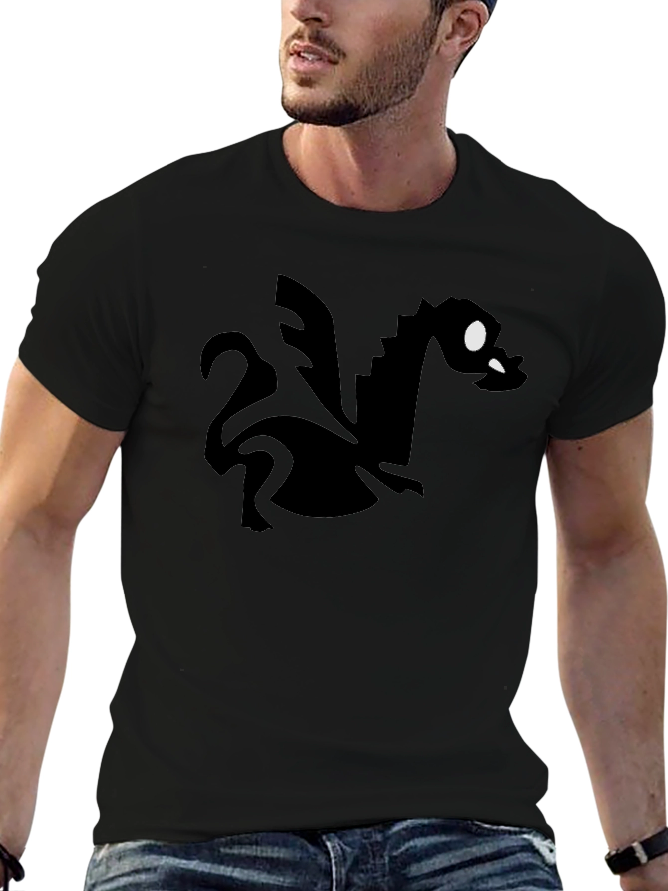 Cartoon Dragon Graphic Black T-Shirt
