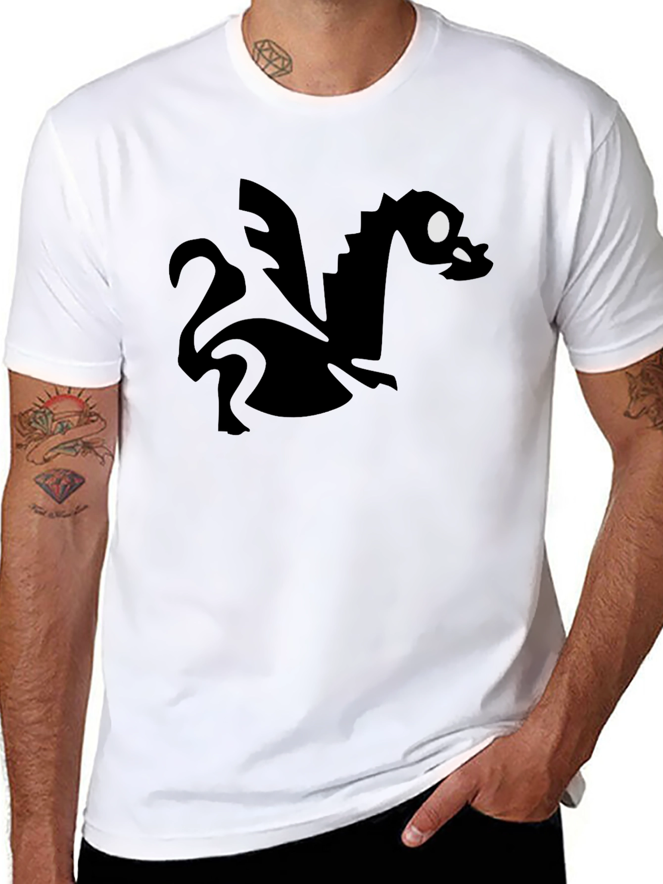Cartoon Dragon Graphic Black T-Shirt