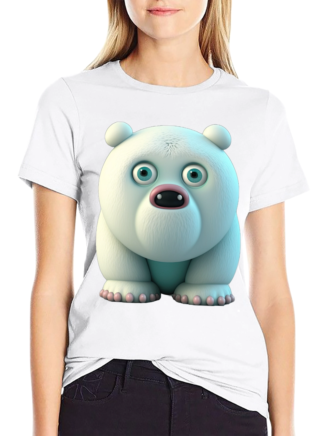 Cartoon Polar Bear Graphic Tee - Unique Animal Design