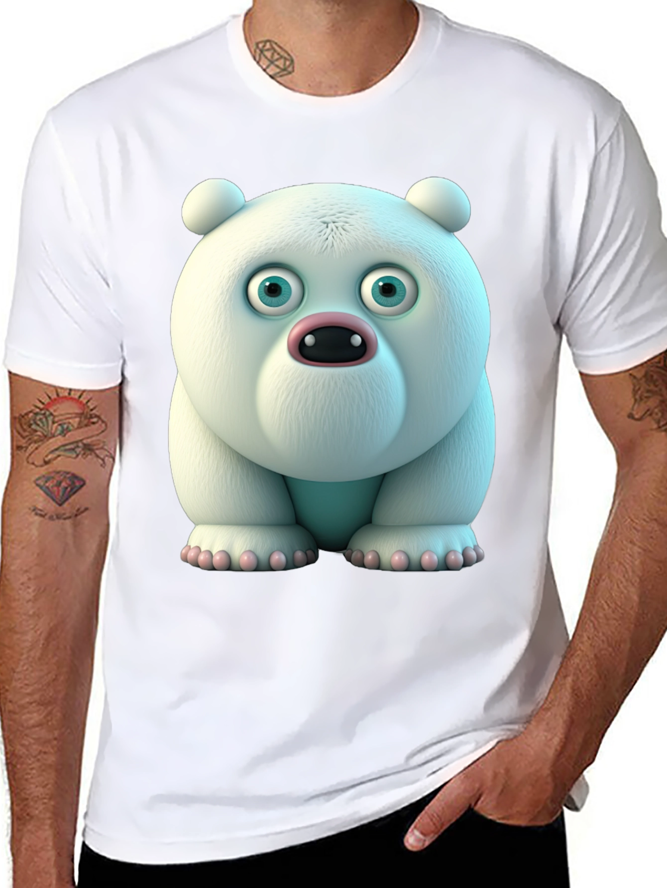 Cartoon Polar Bear Graphic Tee - Unique Animal Design
