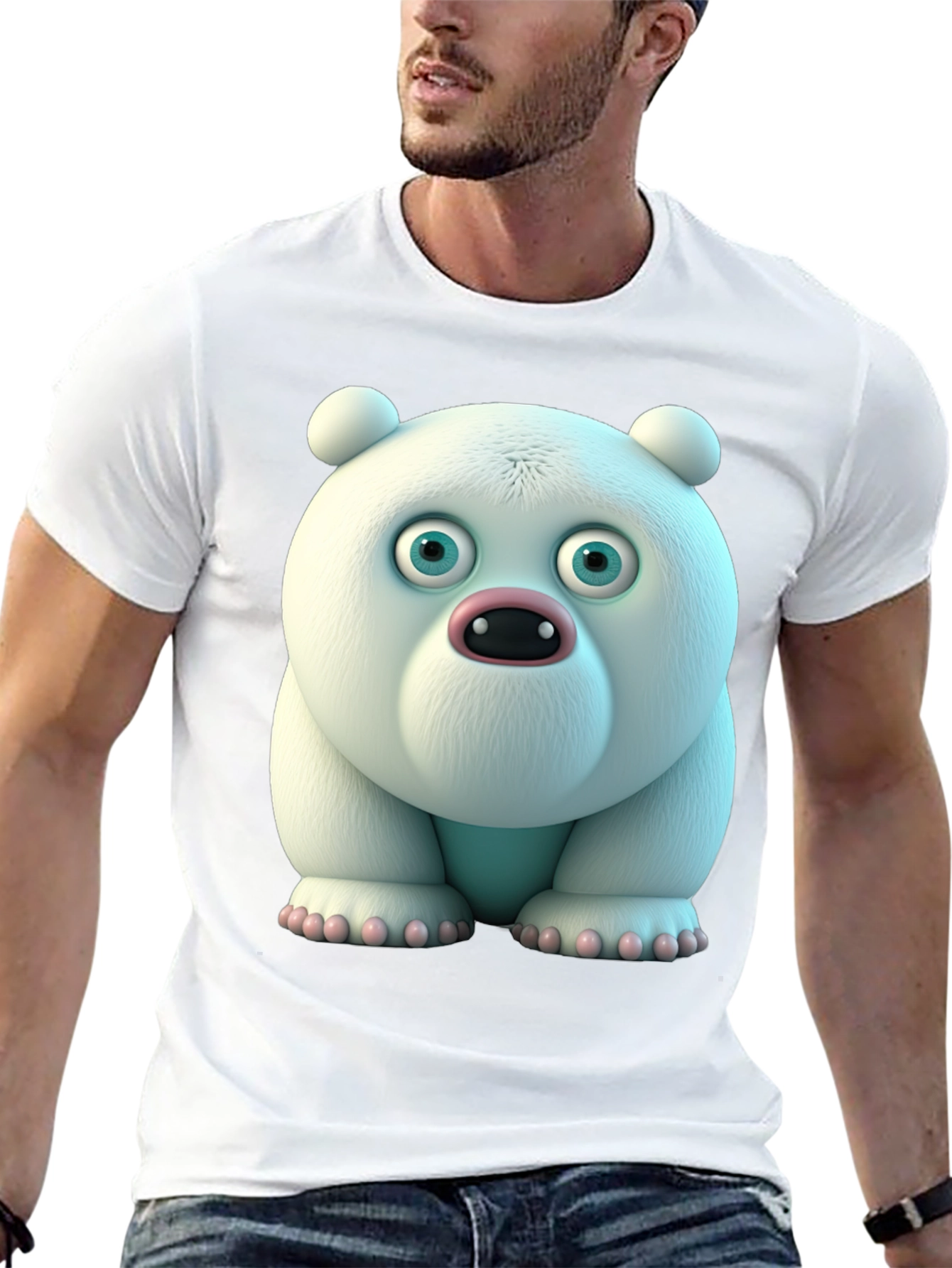 Cartoon Polar Bear Graphic Tee - Unique Animal Design