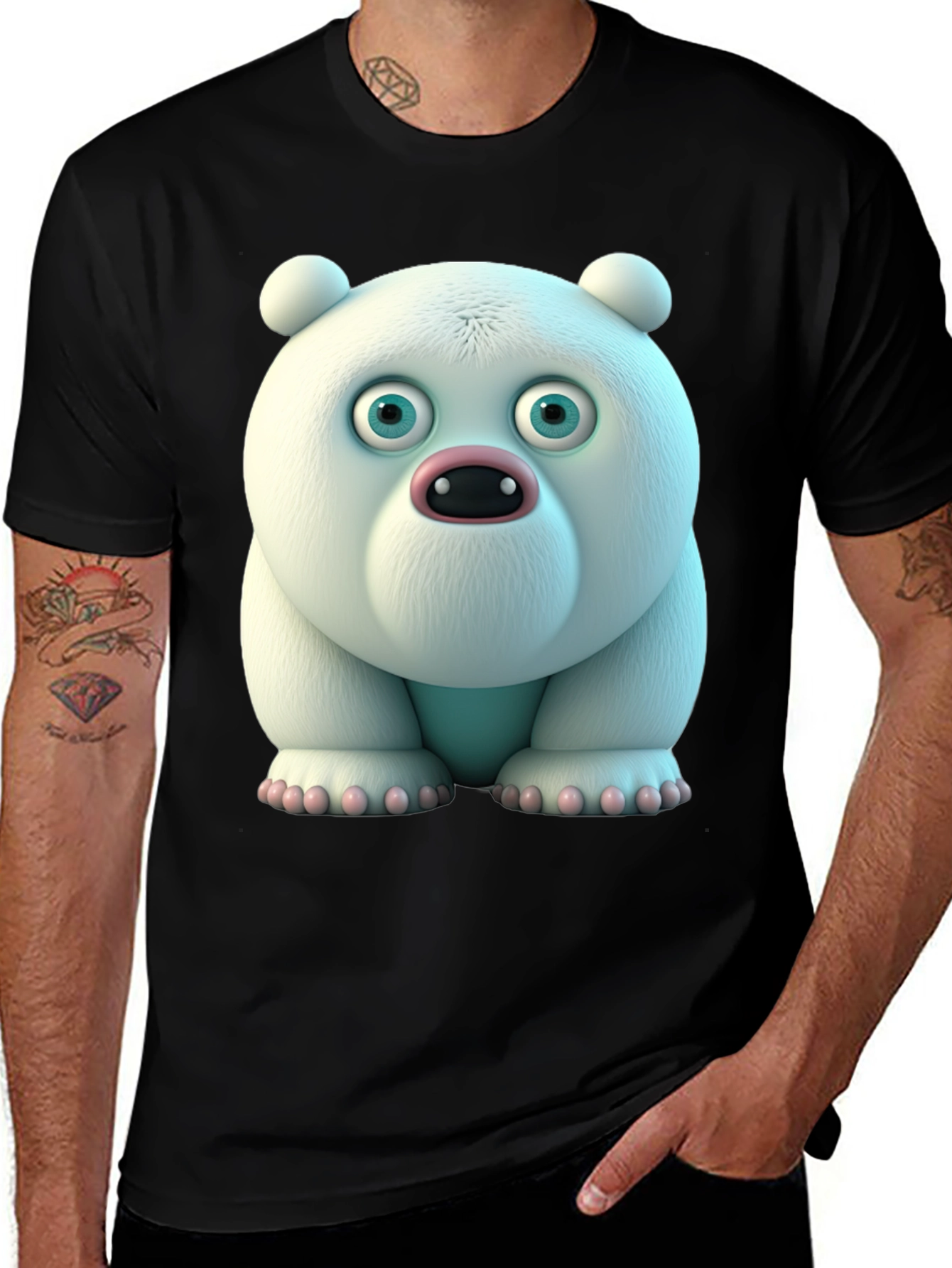 Cartoon Polar Bear Graphic Tee - Unique Animal Design
