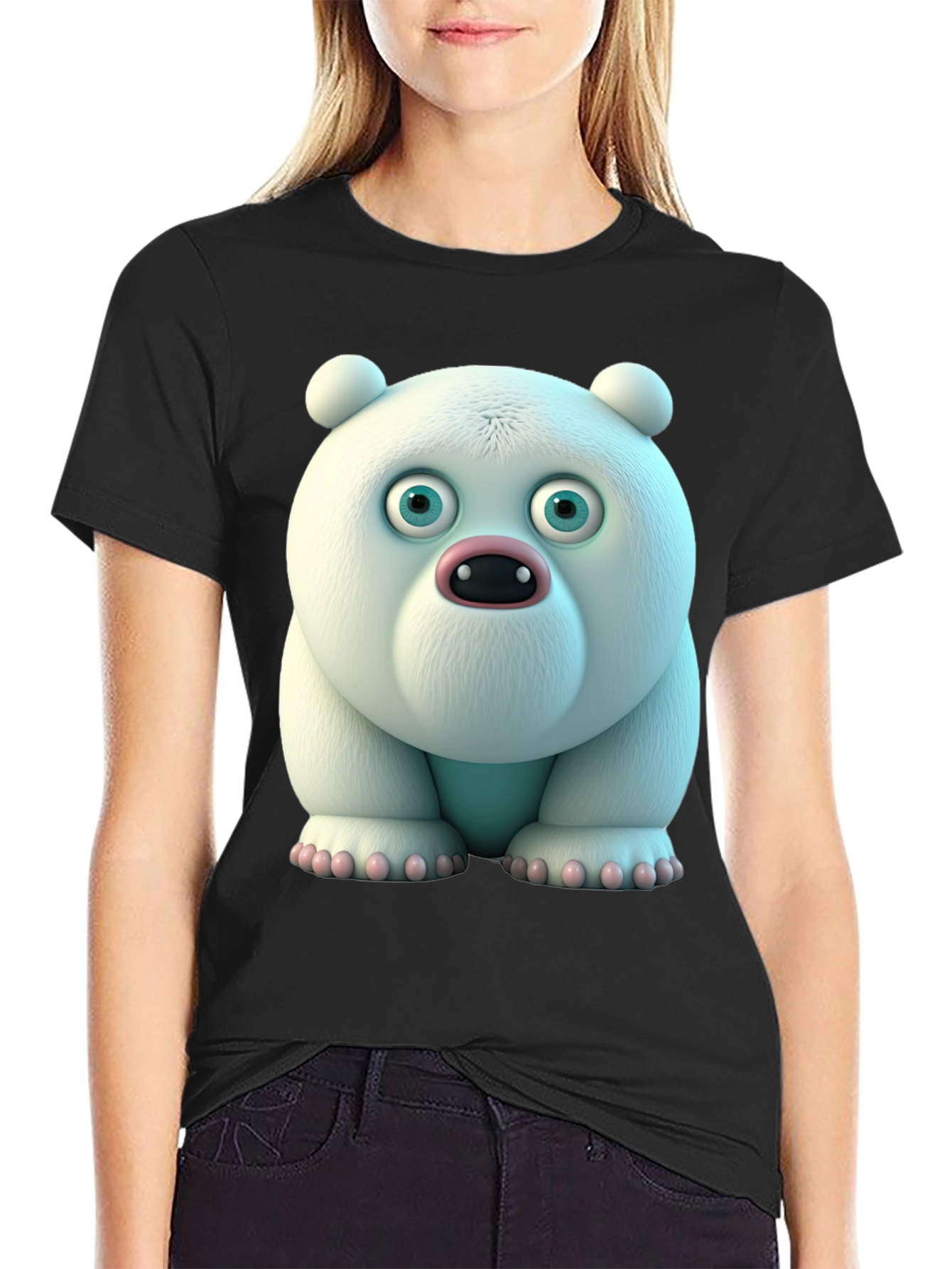 Cartoon Polar Bear Graphic Tee - Unique Animal Design