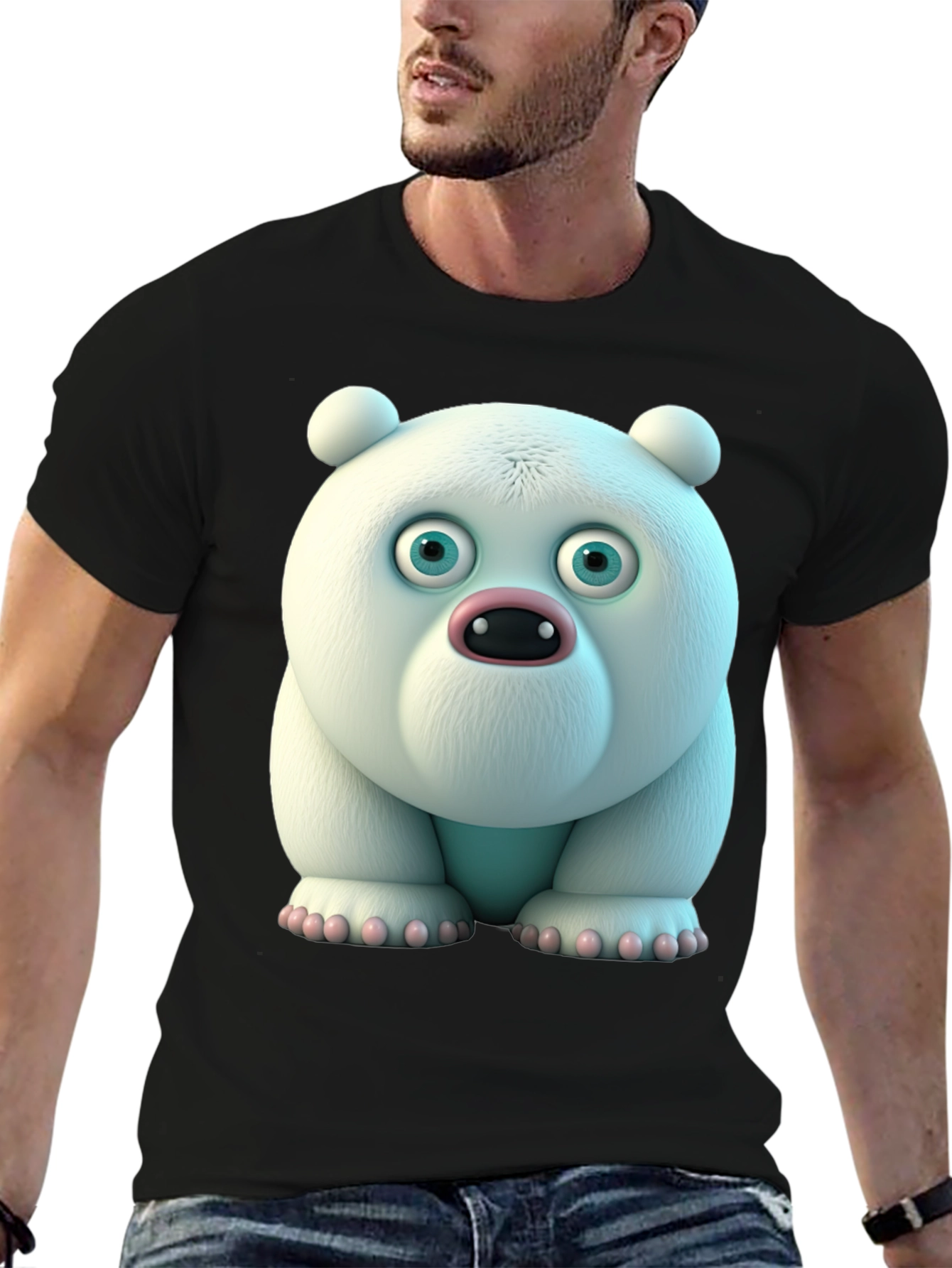 Cartoon Polar Bear Graphic Tee - Unique Animal Design