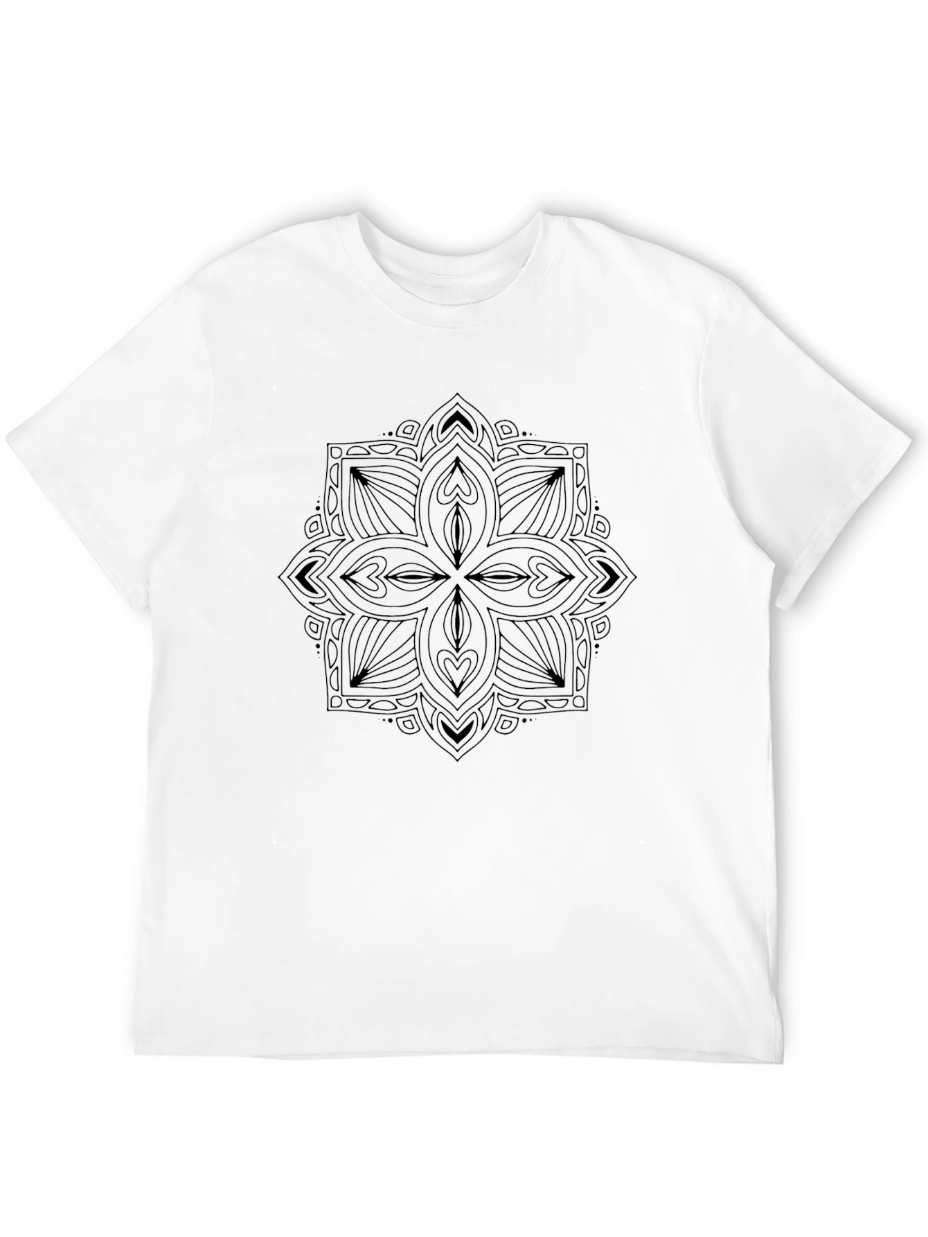 Black Tee with Geometric Mandala Design