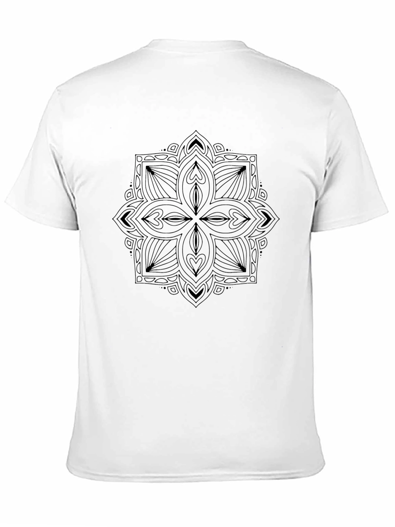 Black Tee with Geometric Mandala Design