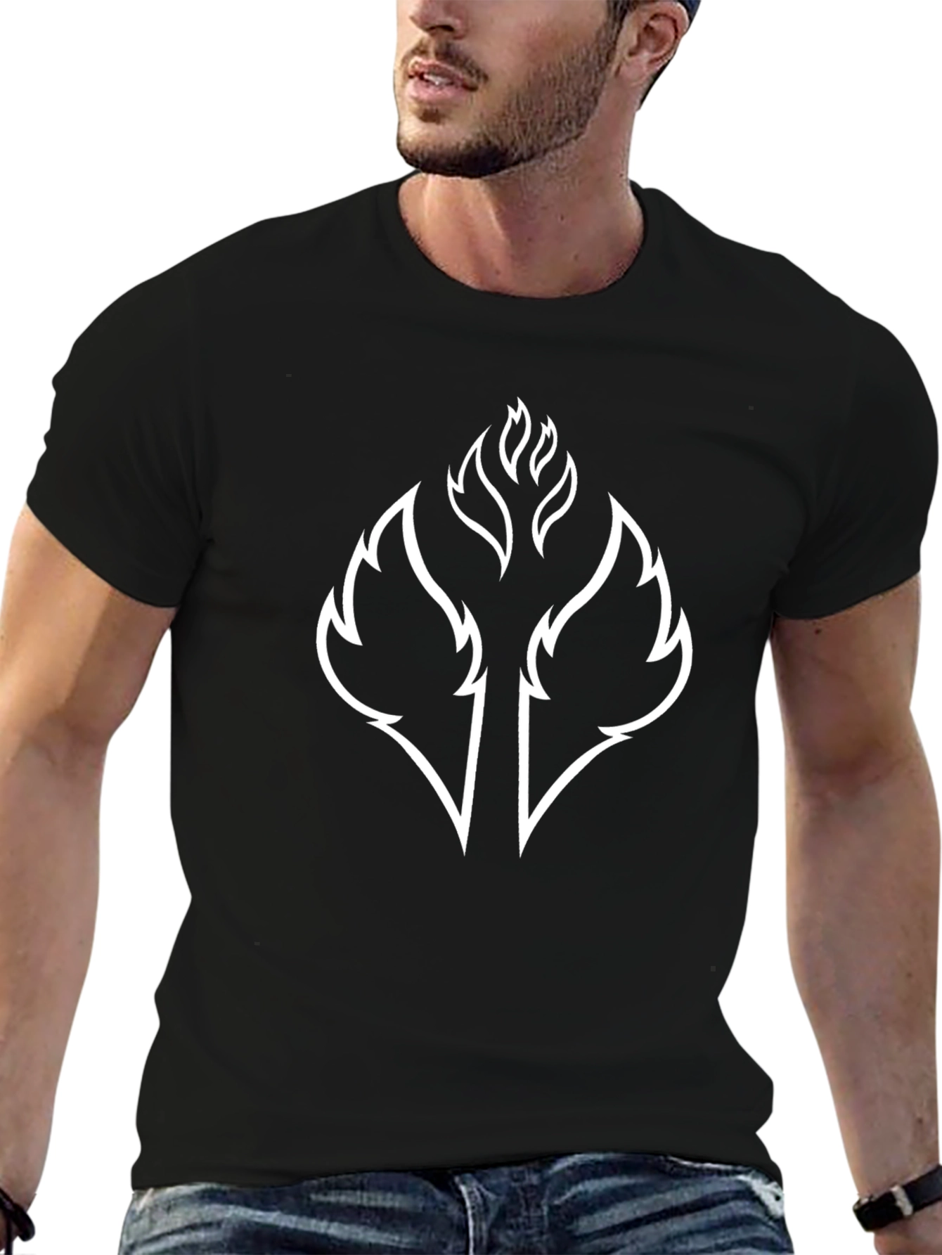 Black T-Shirt with Abstract Flame Graphic