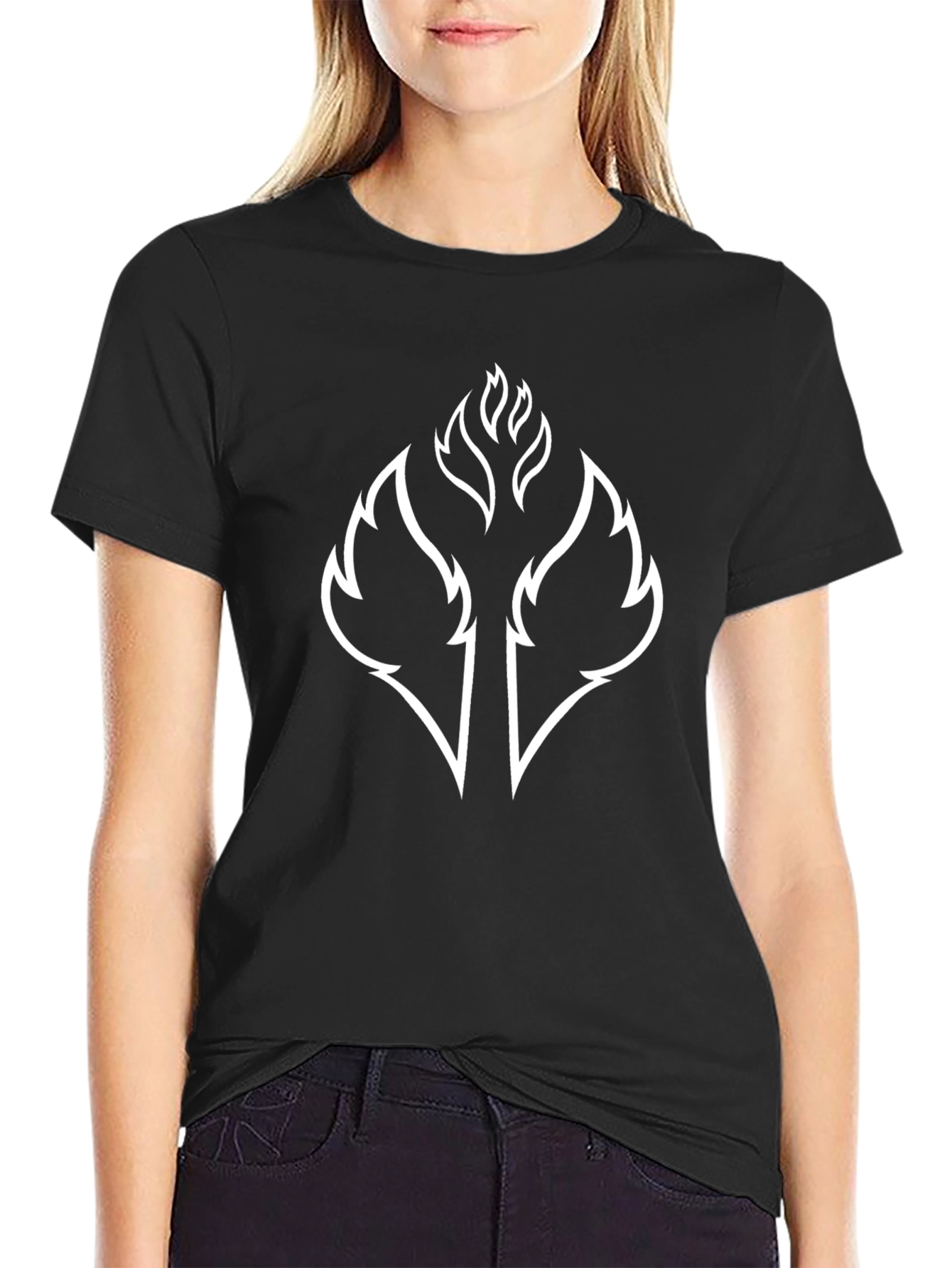 Black T-Shirt with Abstract Flame Graphic