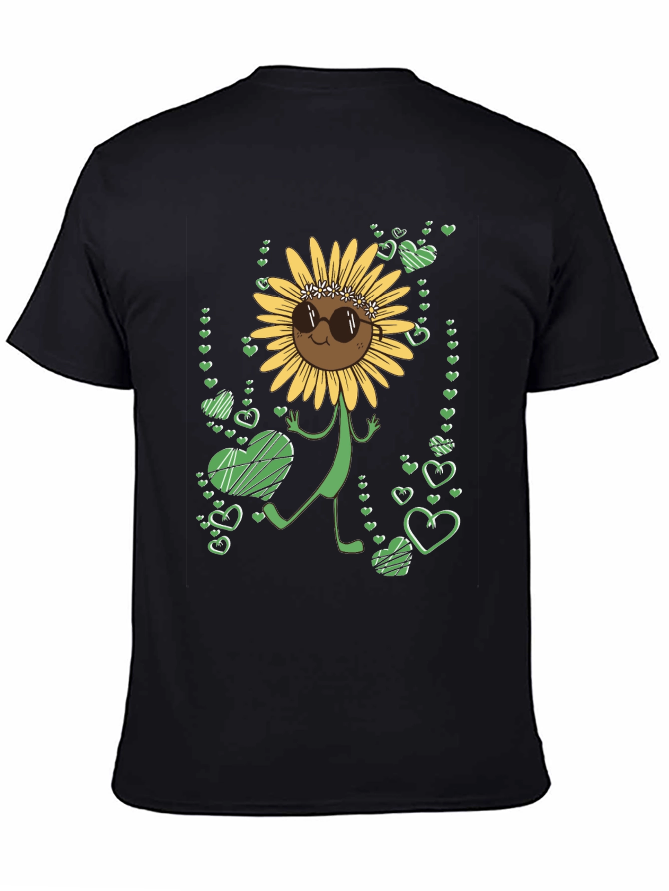 Sunflower Heart Graphic Tee - Black