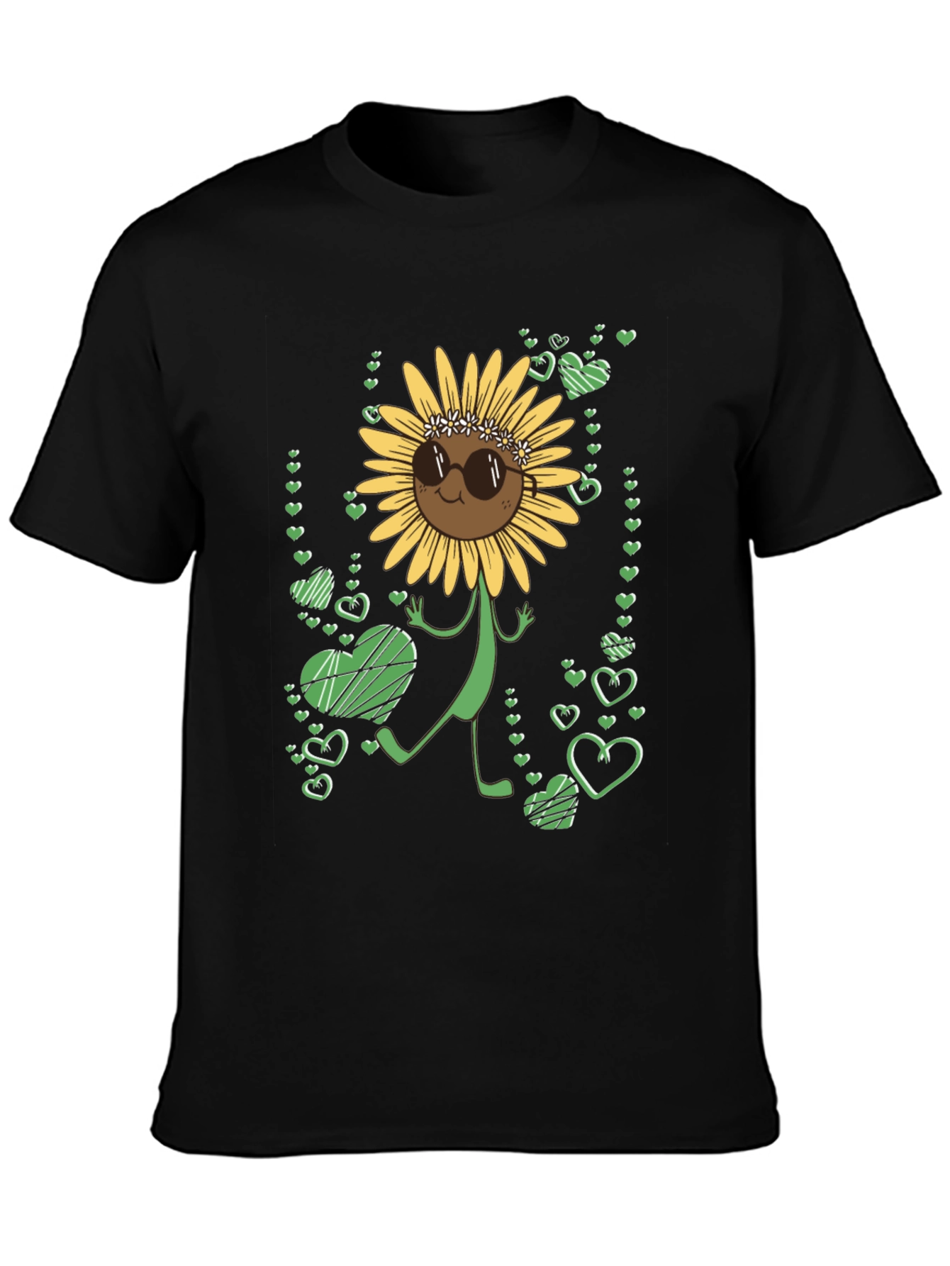 Sunflower Heart Graphic Tee - Black