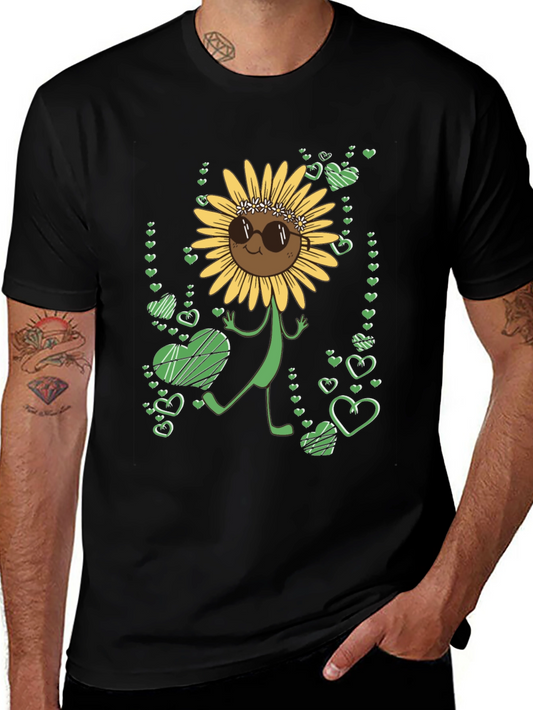 Sunflower Heart Graphic Tee - Black
