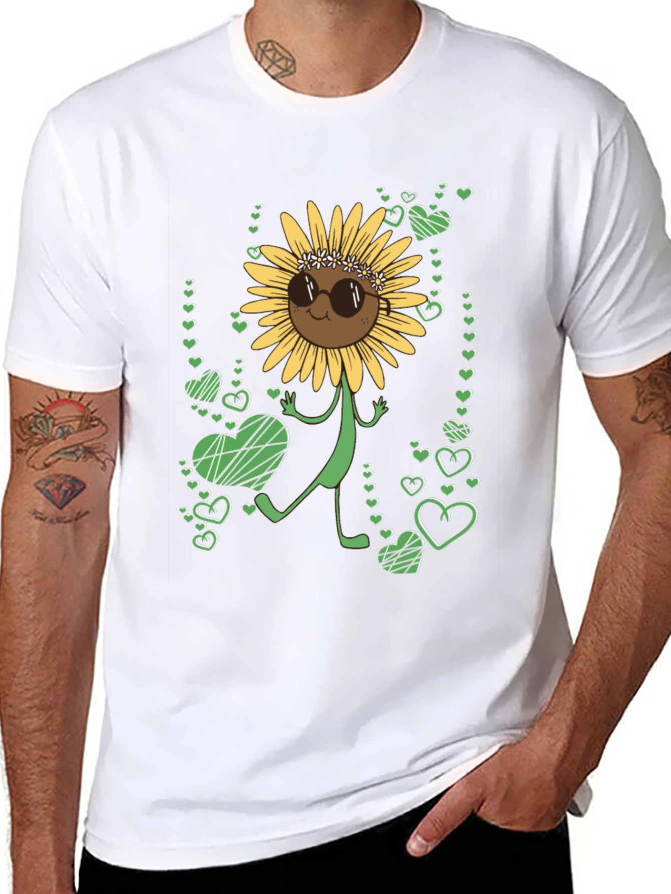 Sunflower Heart Graphic Tee - Black