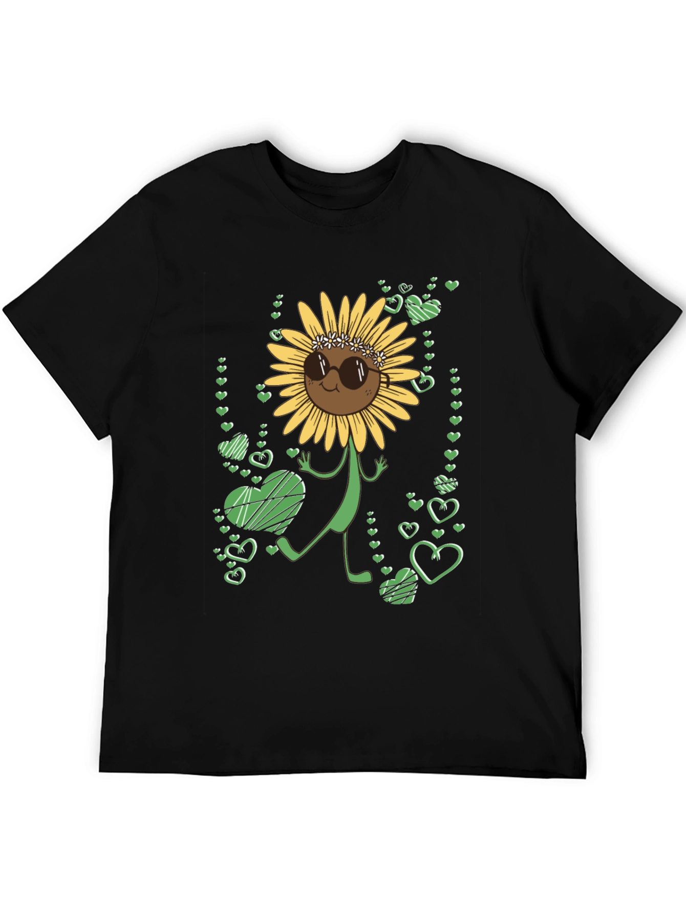 Sunflower Heart Graphic Tee - Black
