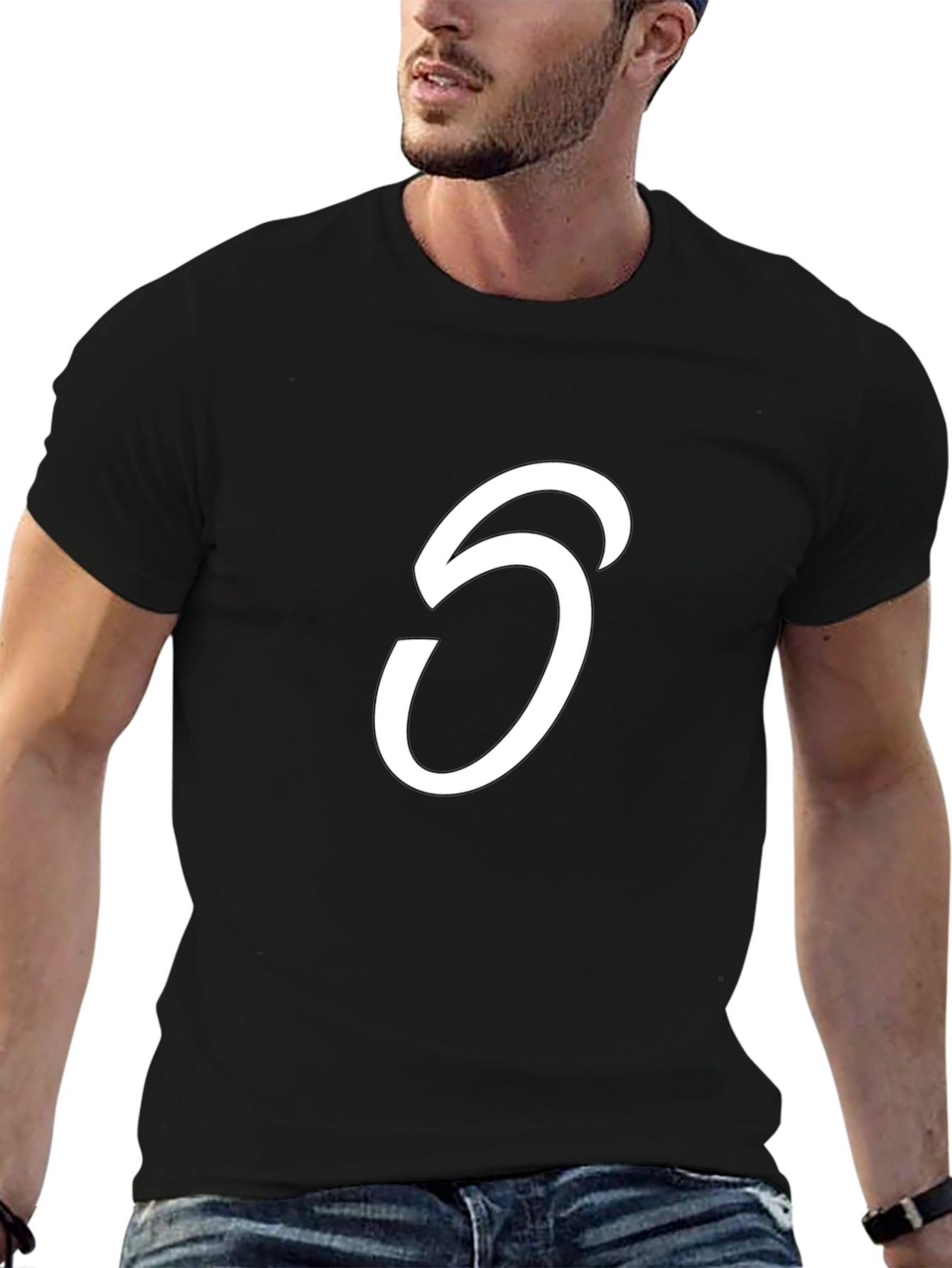 Black T-Shirt with Number 6 Design