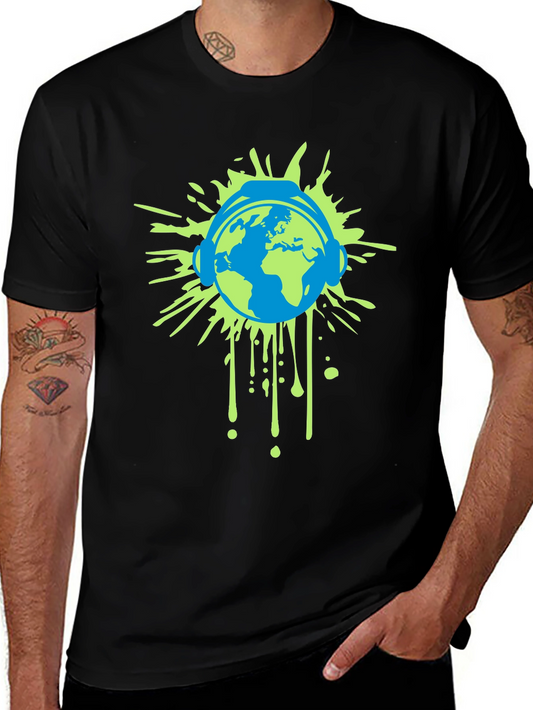 World Music T-Shirt - Globe with Headphones Graphic Tee