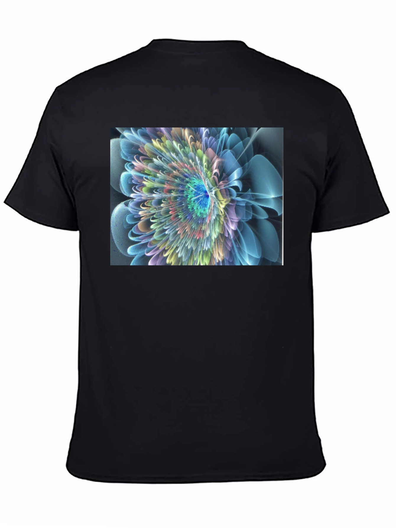 Abstract Flower Graphic Black T-Shirt