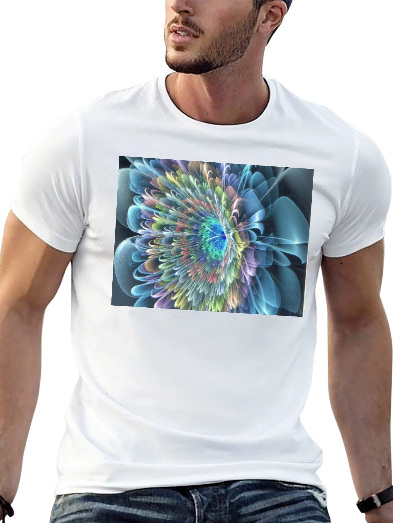 Abstract Flower Graphic Black T-Shirt