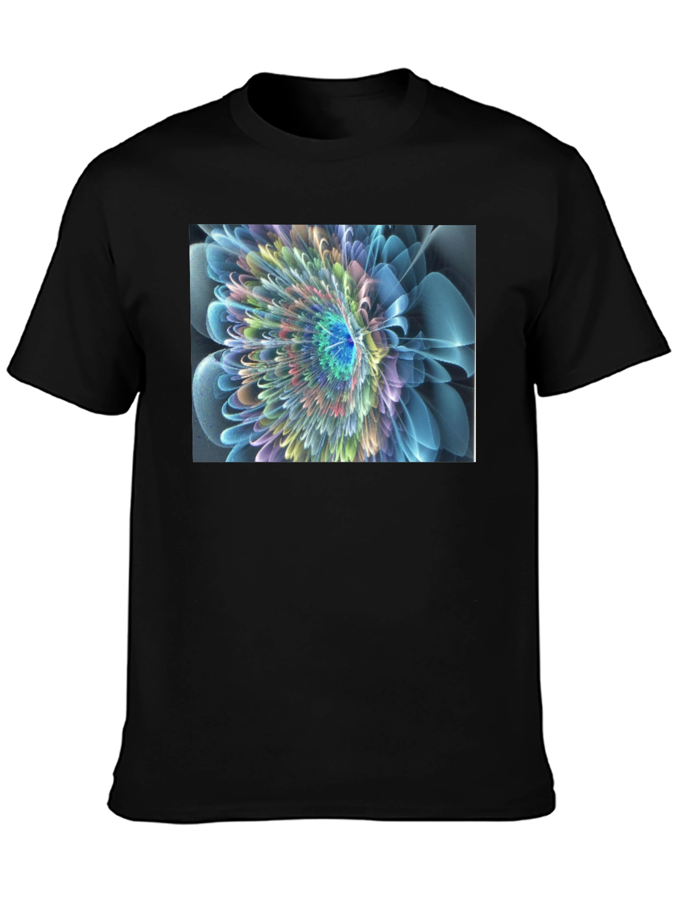 Abstract Flower Graphic Black T-Shirt