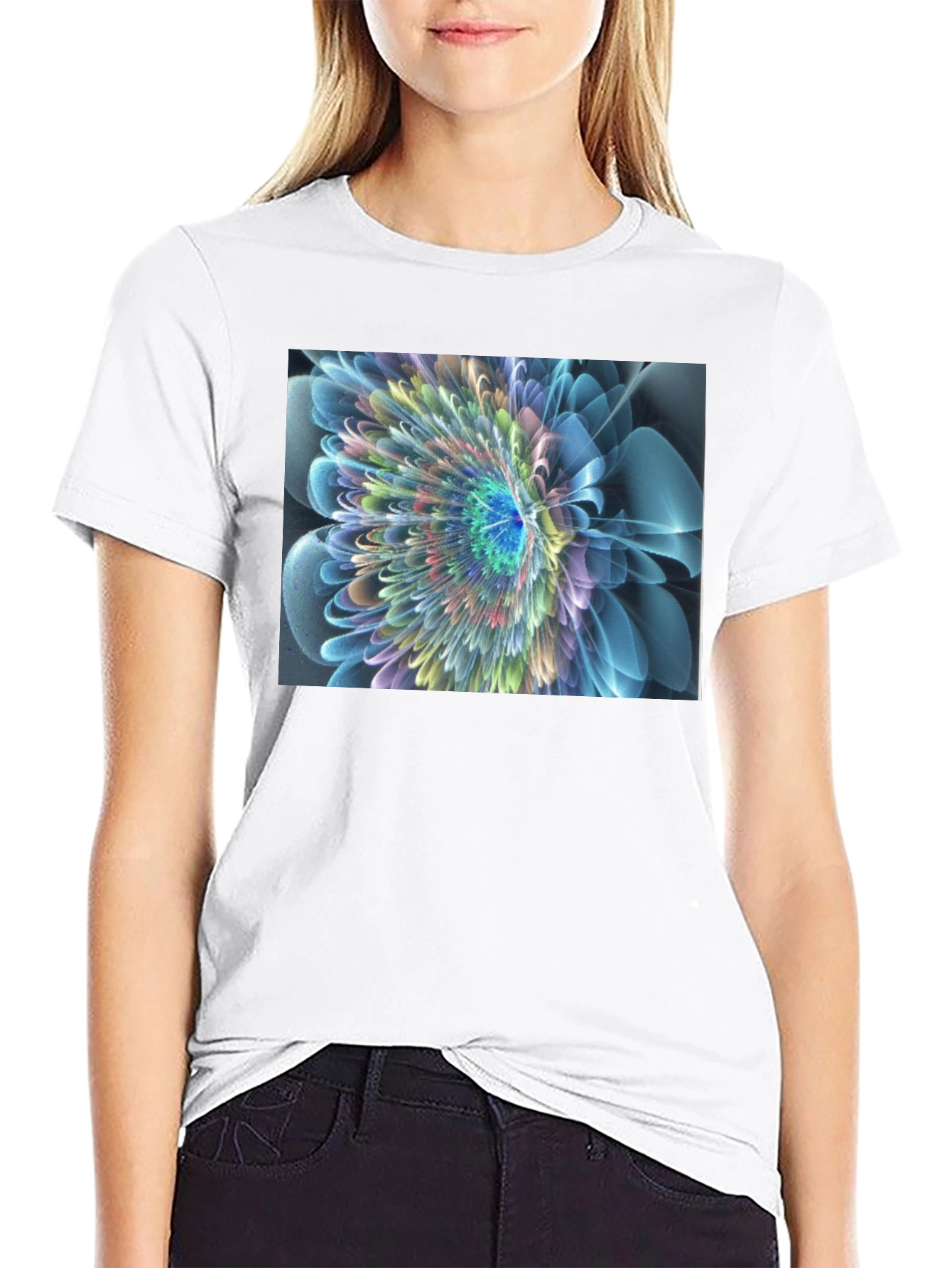 Abstract Flower Graphic Black T-Shirt