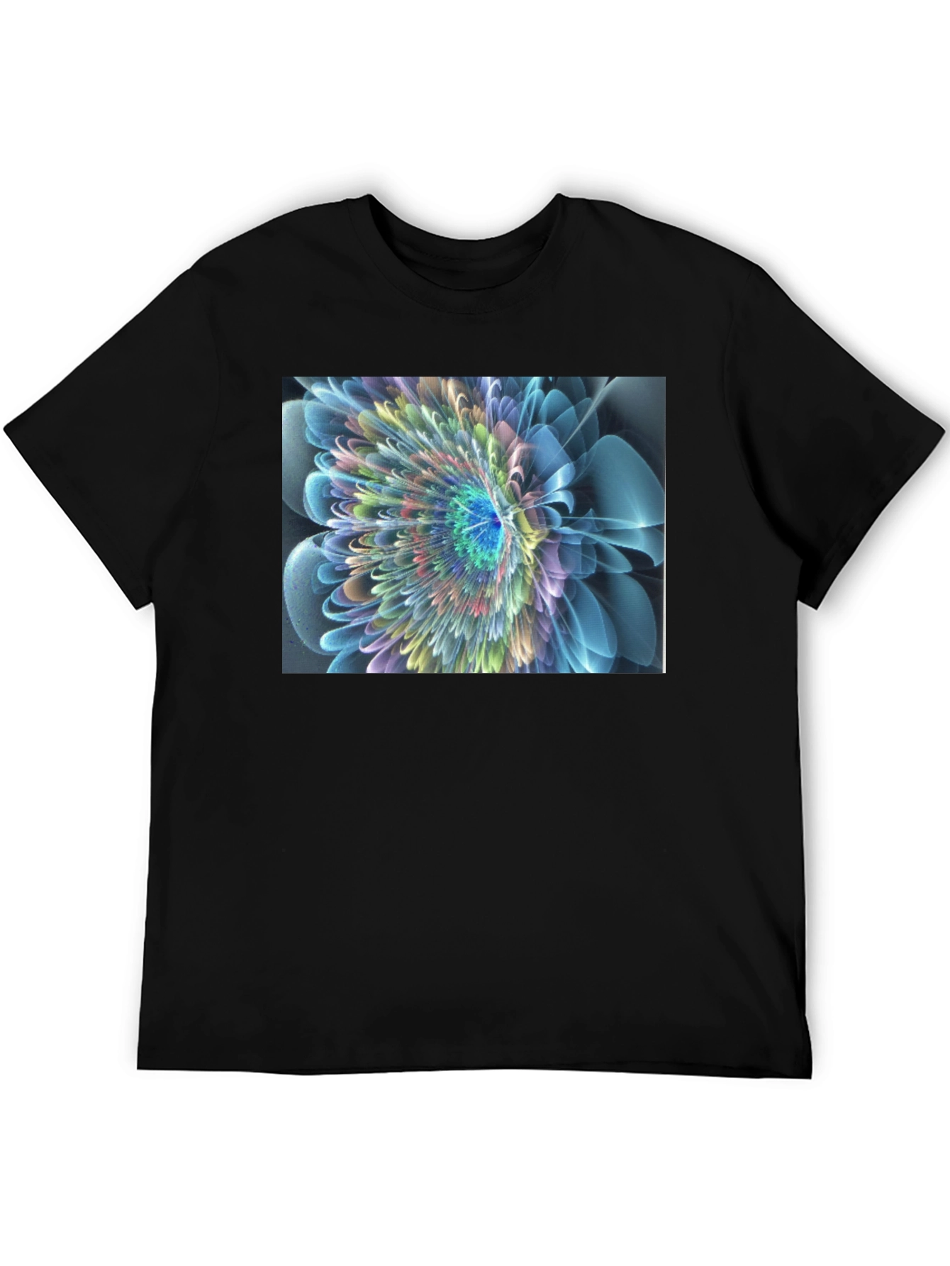 Abstract Flower Graphic Black T-Shirt