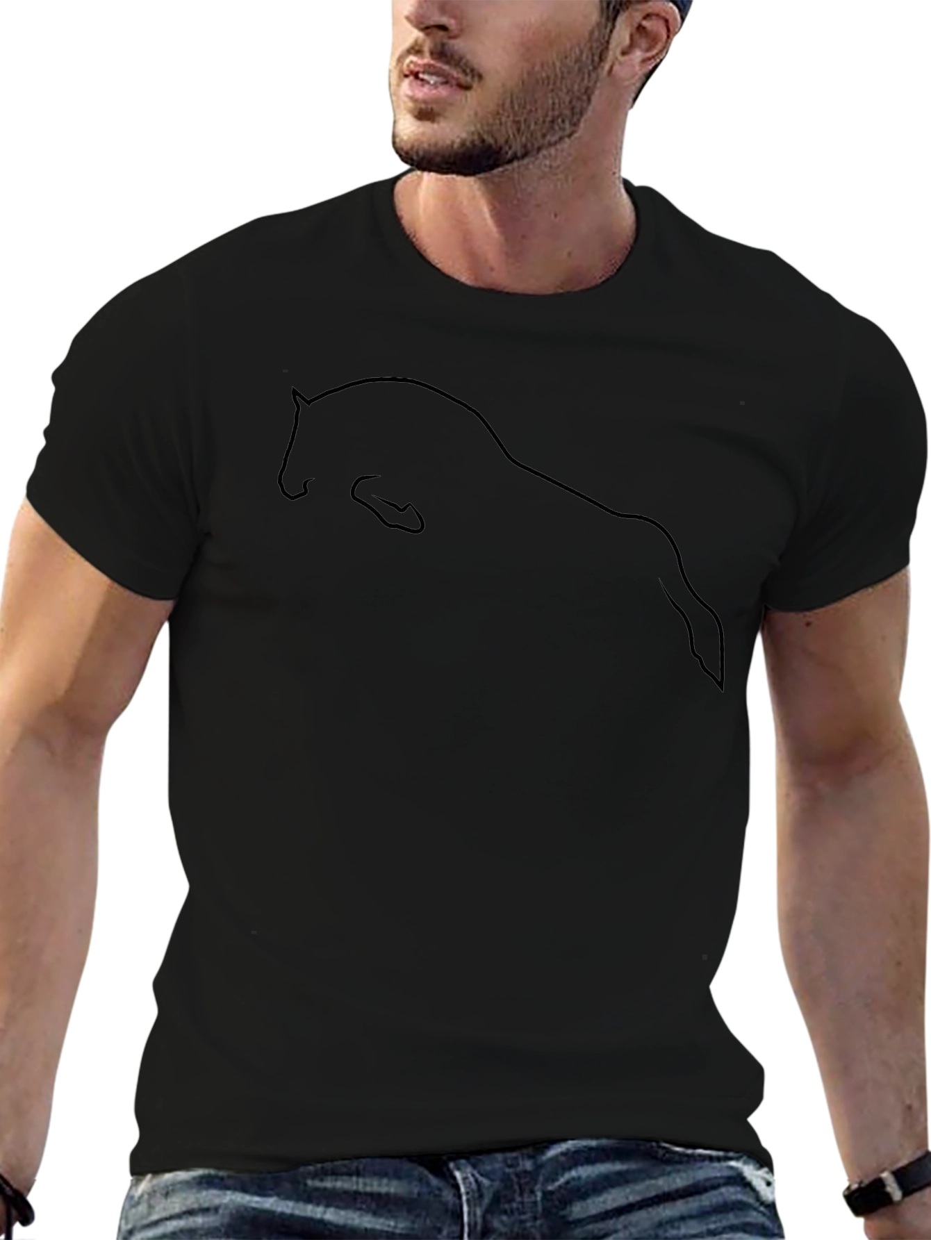 Black Horse Outline Graphic Tee