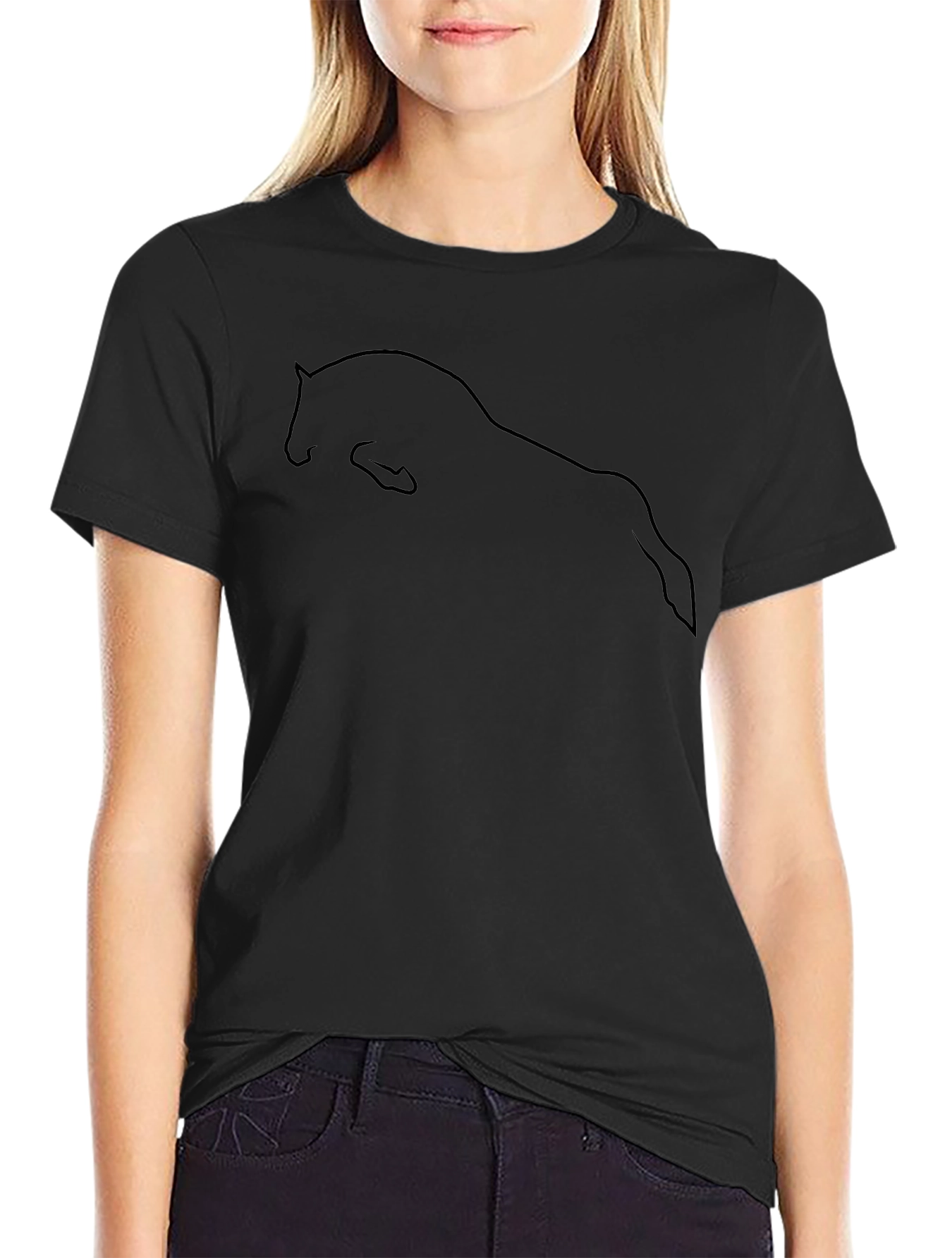 Black Horse Outline Graphic Tee