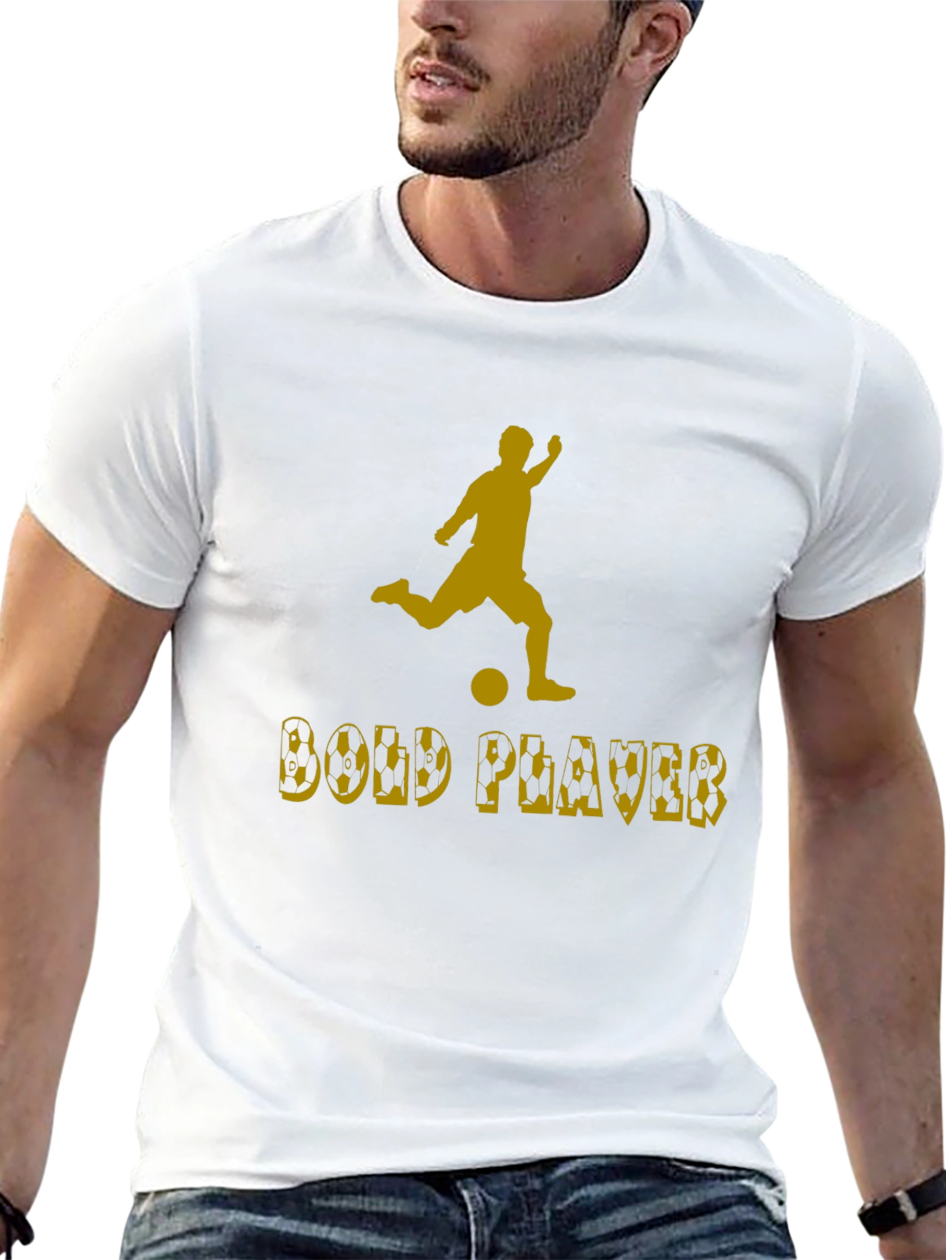 Bold Player Graphic Tee - Black Cotton T-Shirt