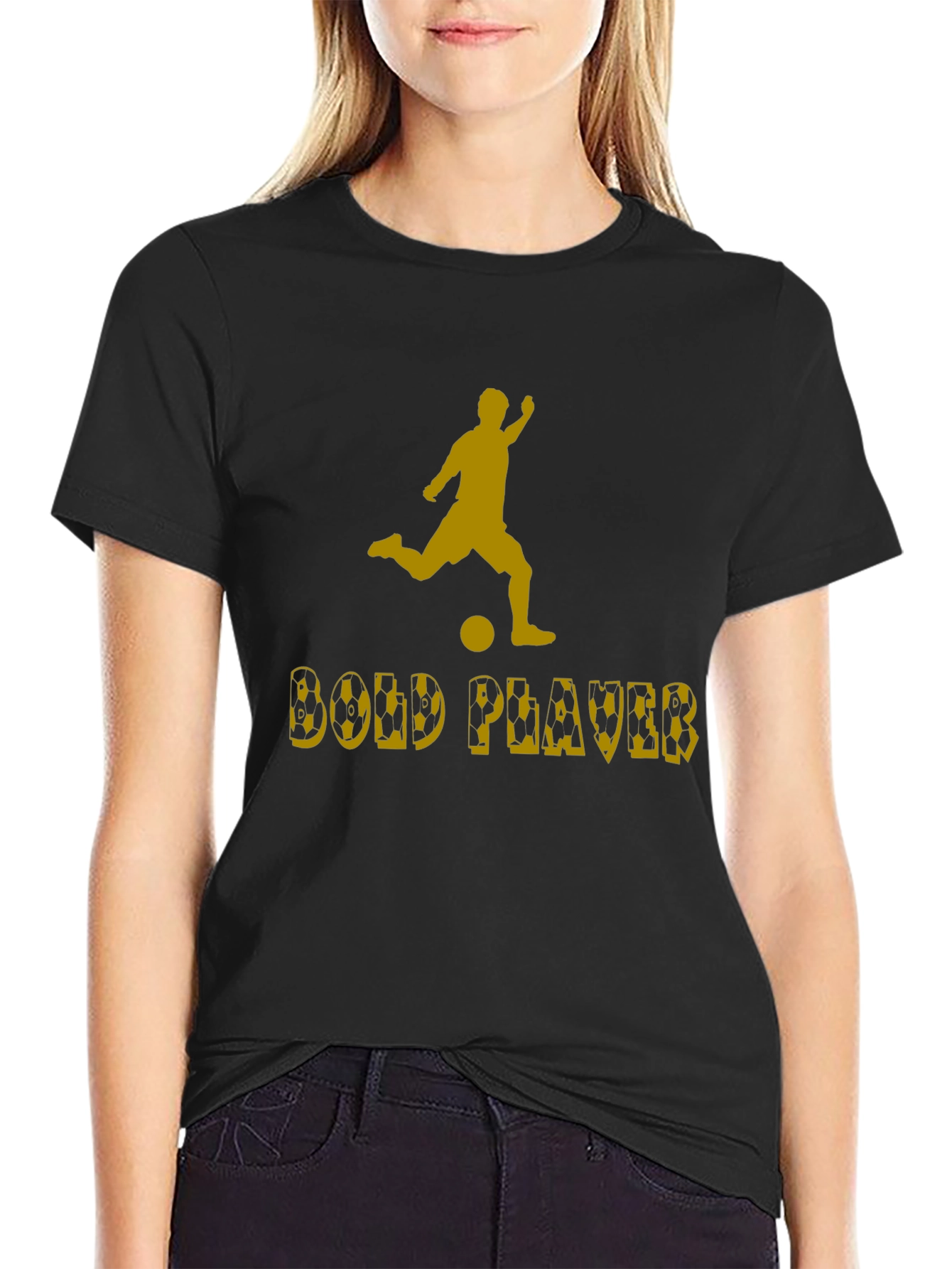 Bold Player Graphic Tee - Black Cotton T-Shirt