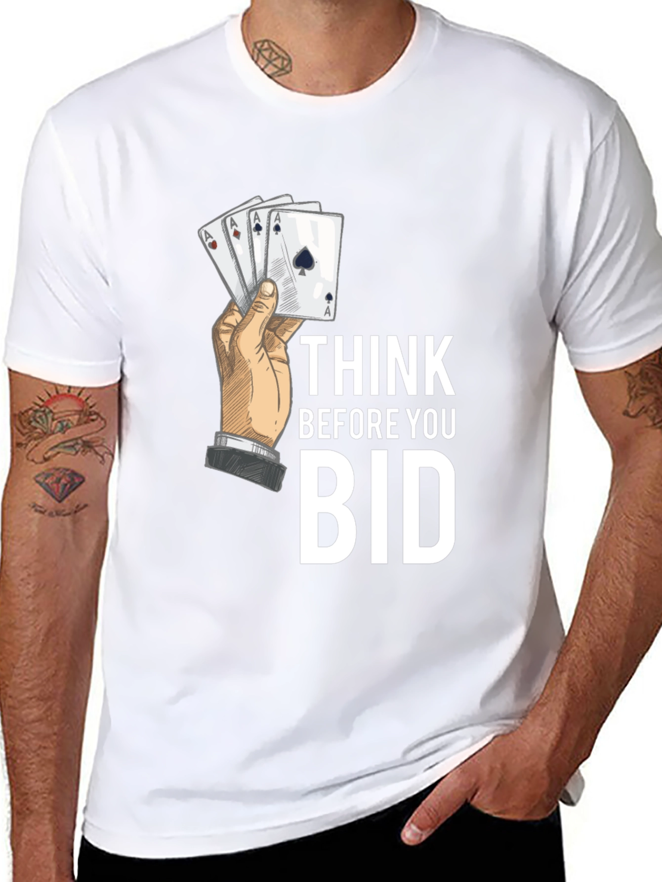 Think Before You Bid Poker Hand T-Shirt