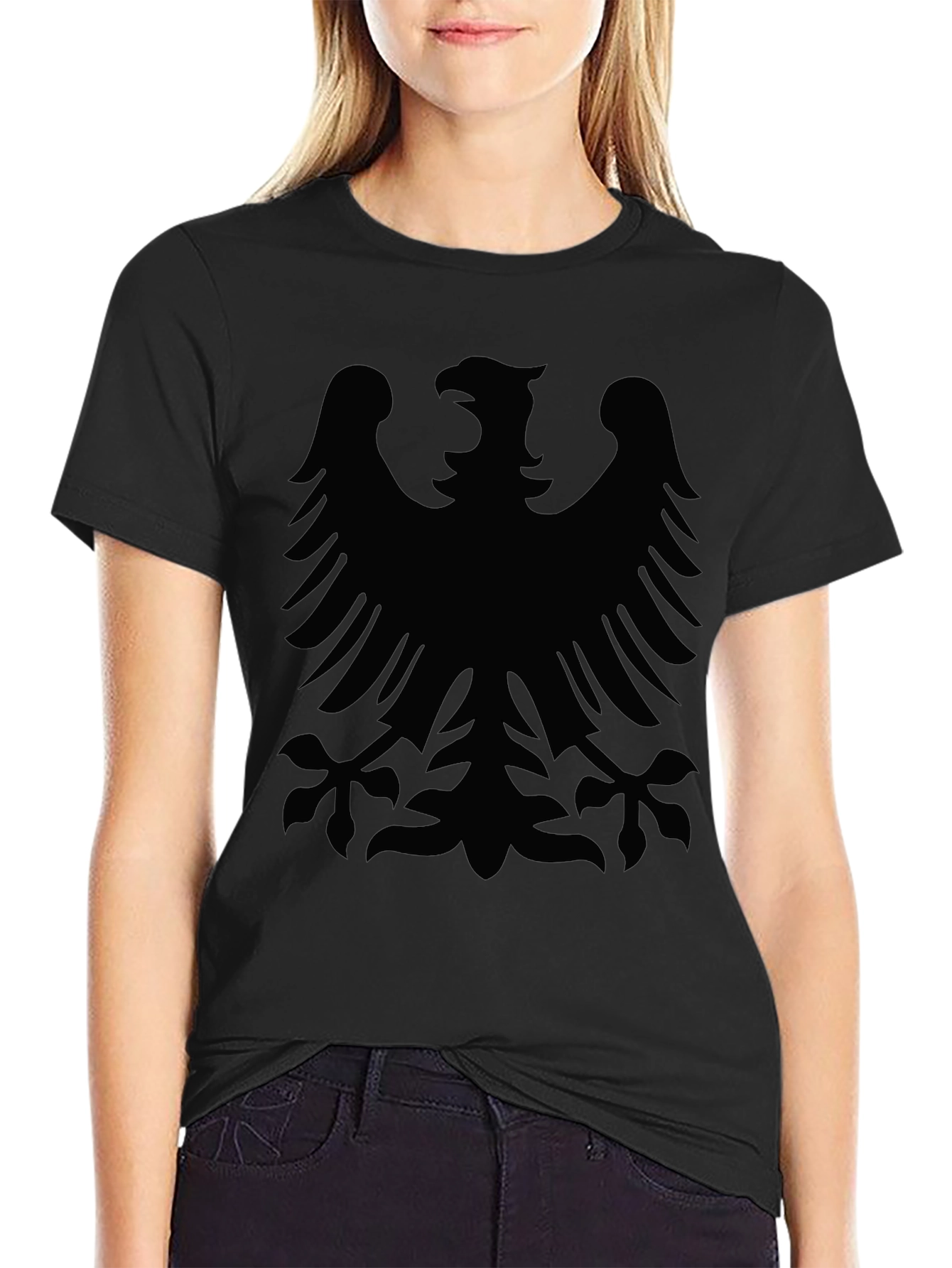Black T-Shirt with Eagle Graphic Print