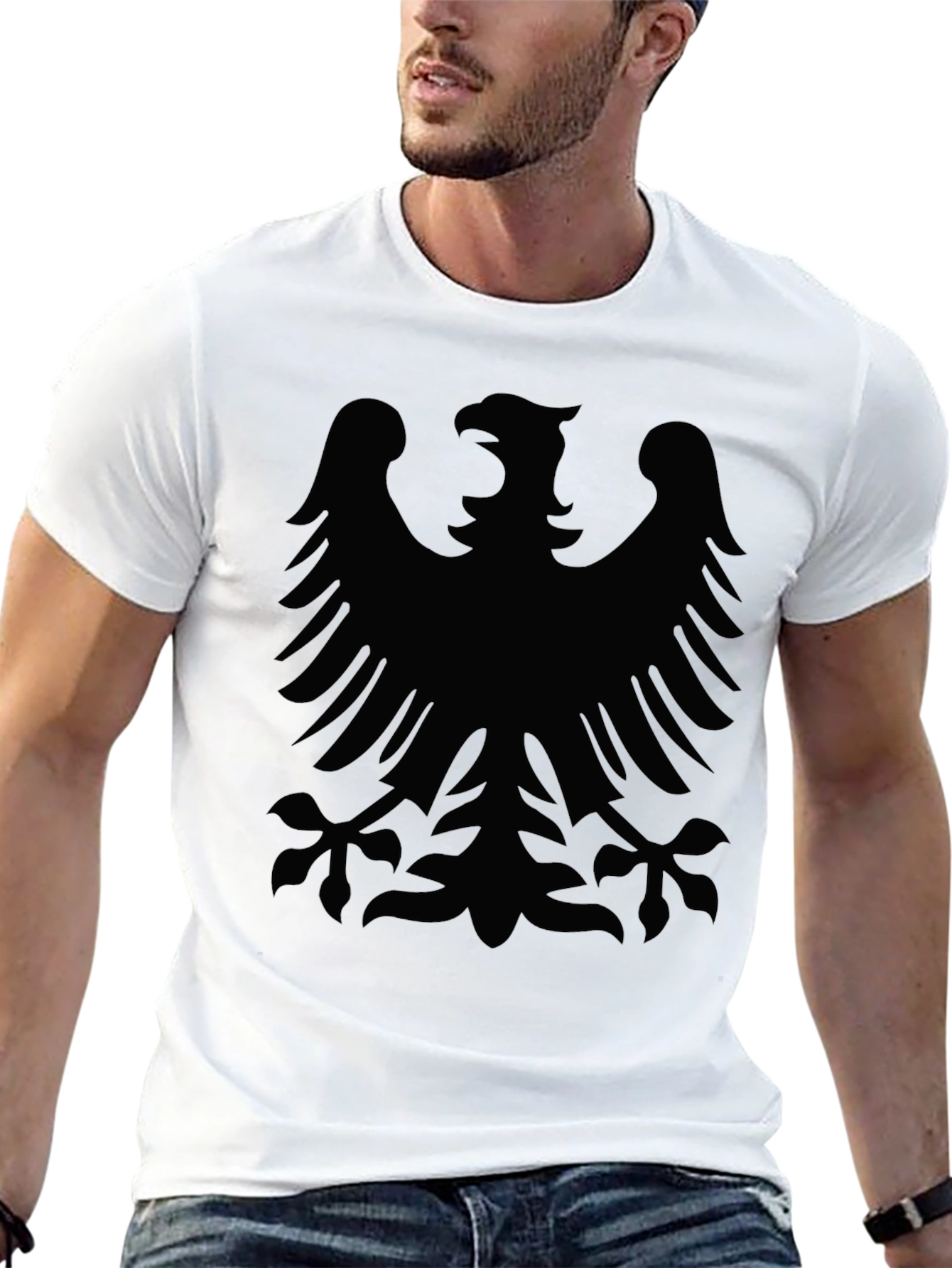 Black T-Shirt with Eagle Graphic Print
