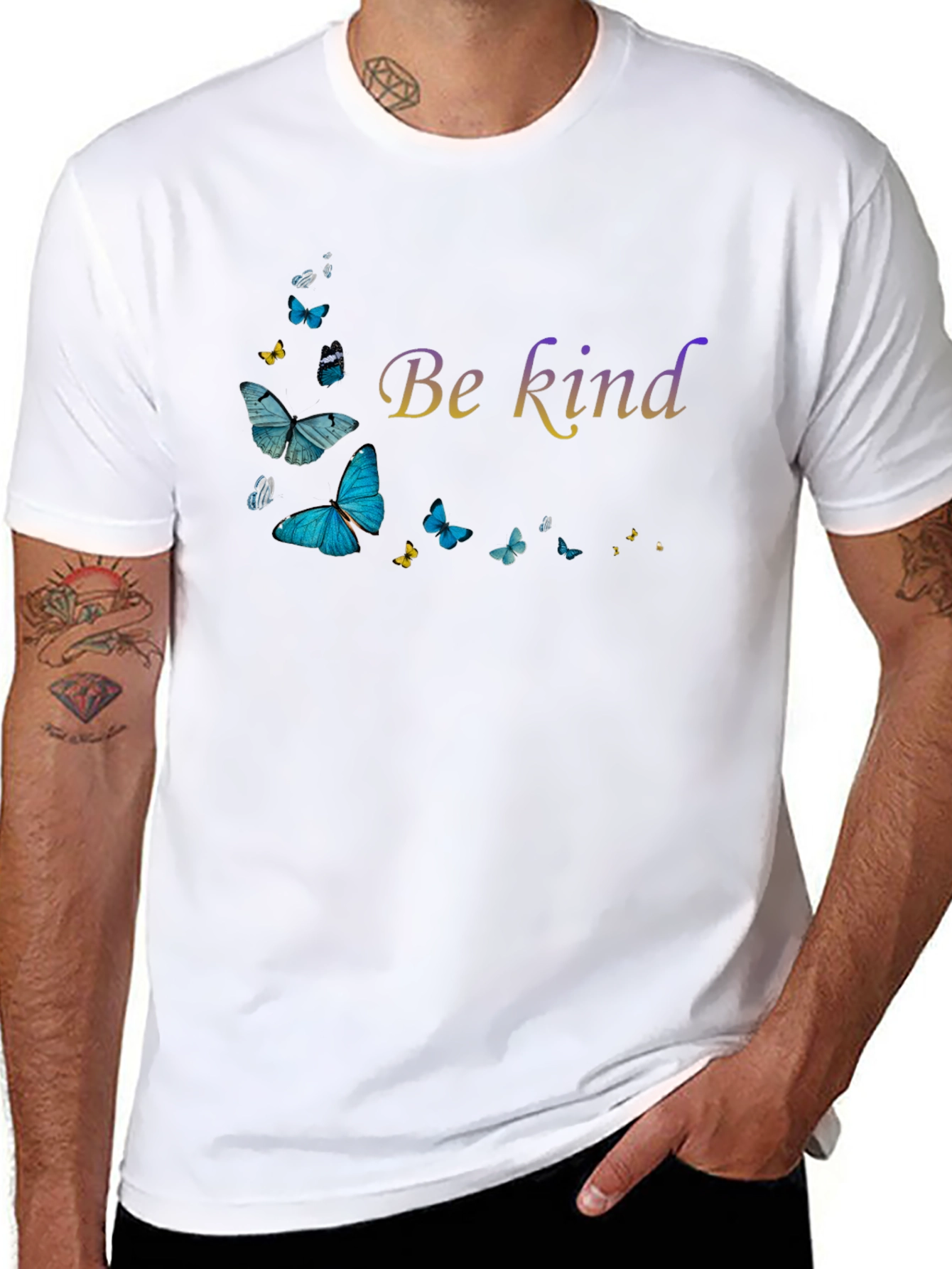 Be Kind Butterfly Graphic Black T-Shirt