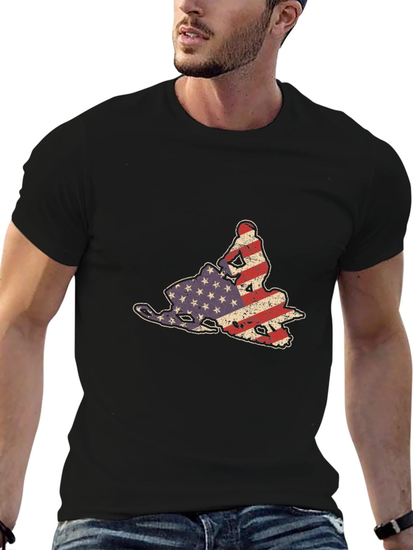 American Flag Snowmobile Graphic Tee