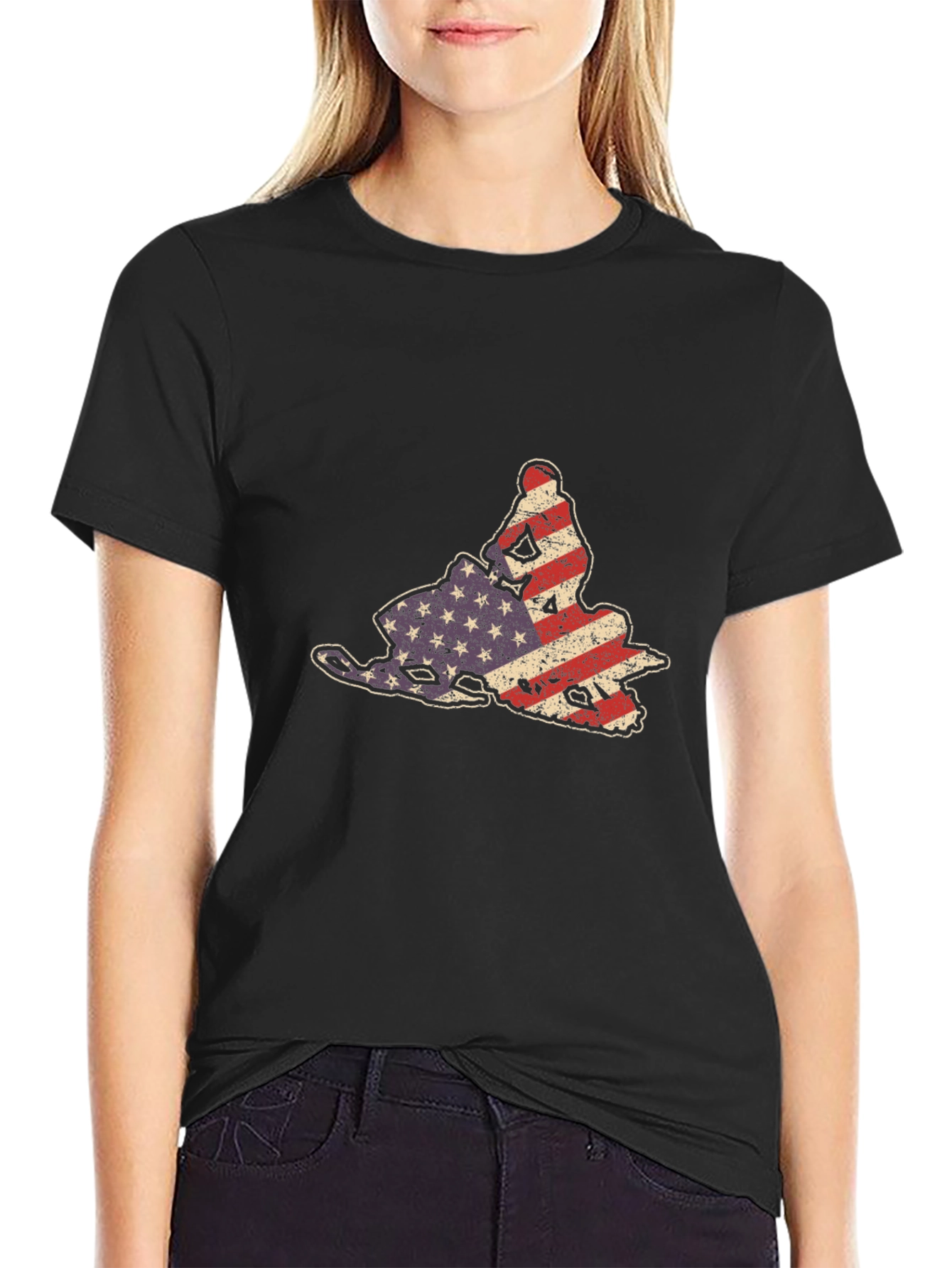 American Flag Snowmobile Graphic Tee