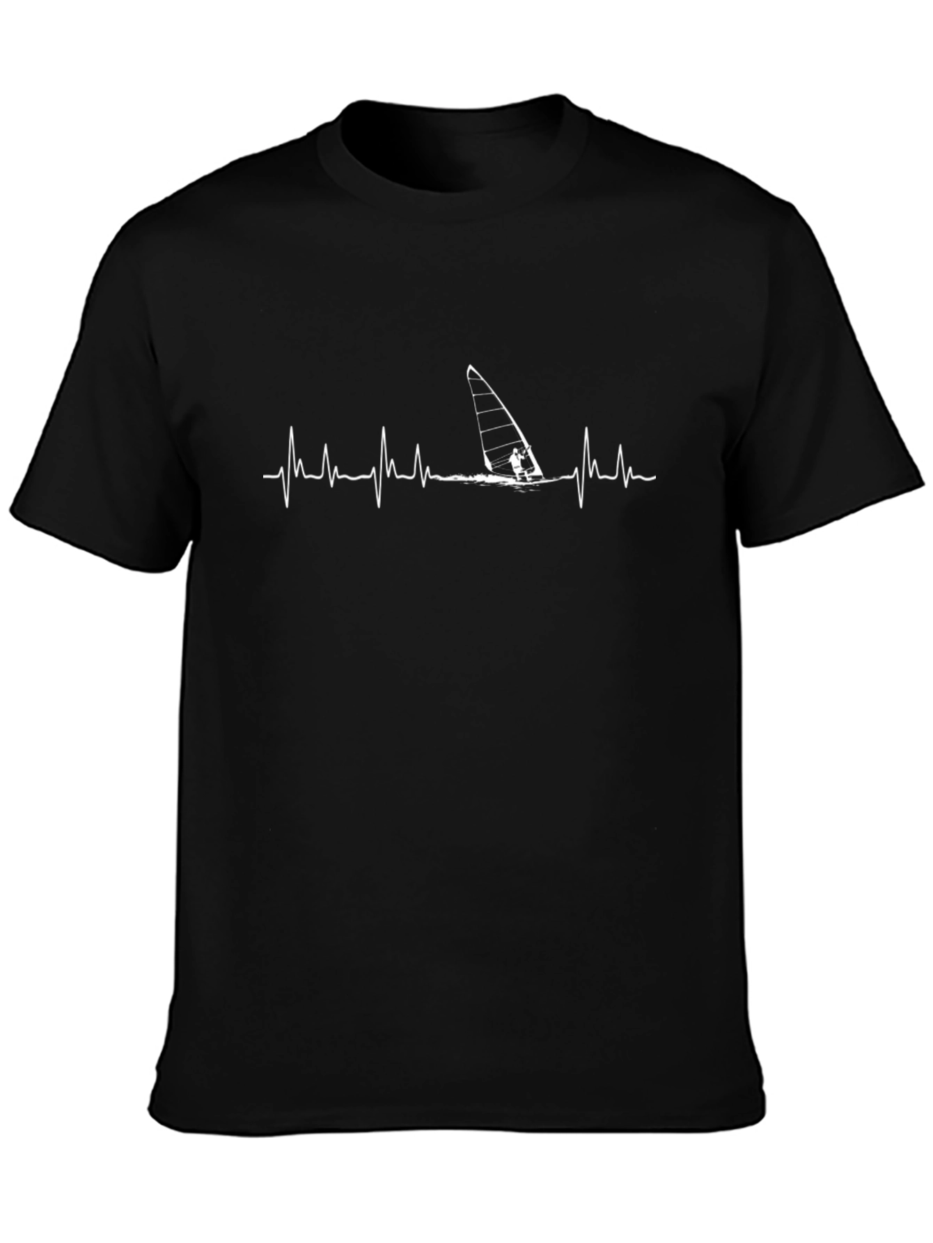 Windsurfing Heartbeat Black T-Shirt