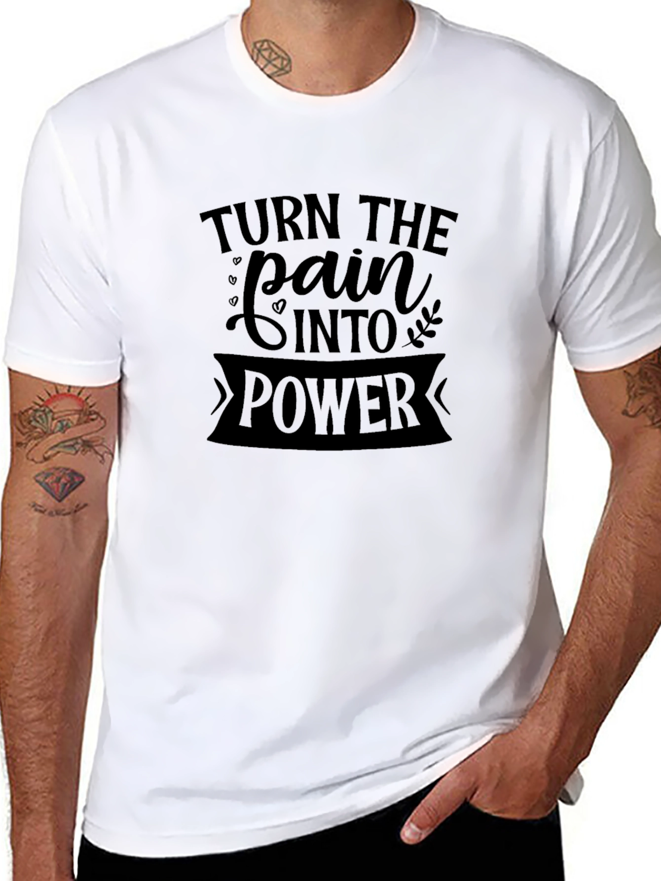 Turn Pain Into Power Black Graphic Tee