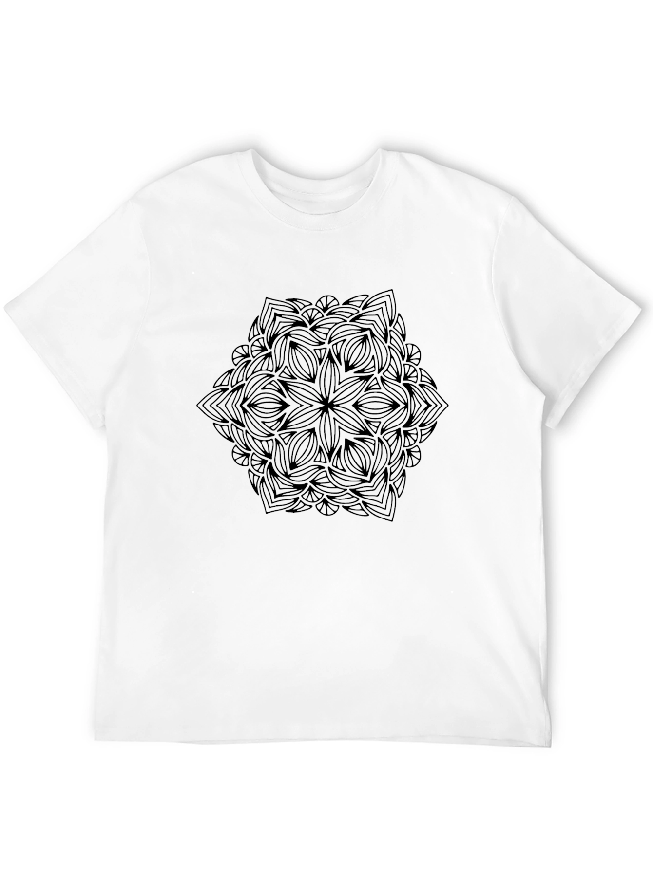 Black Mandala Print Crew Neck T-Shirt