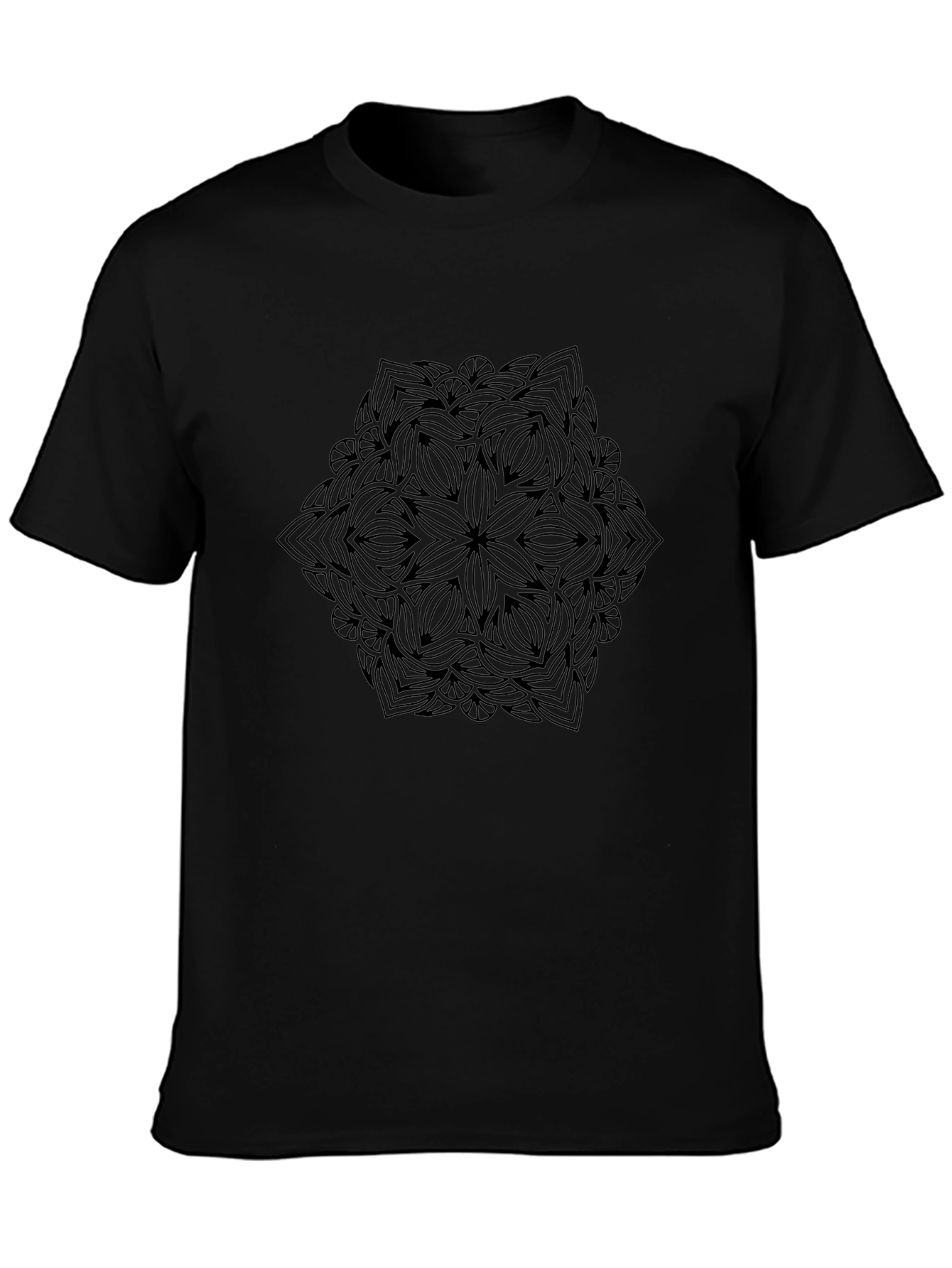 Black Mandala Print Crew Neck T-Shirt