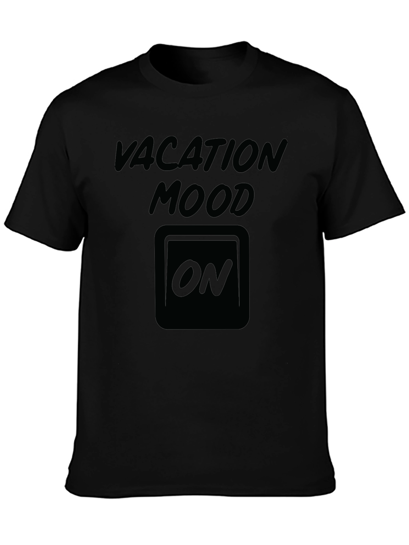 Vacation Mood ON Graphic Tee - Black Cotton T-Shirt
