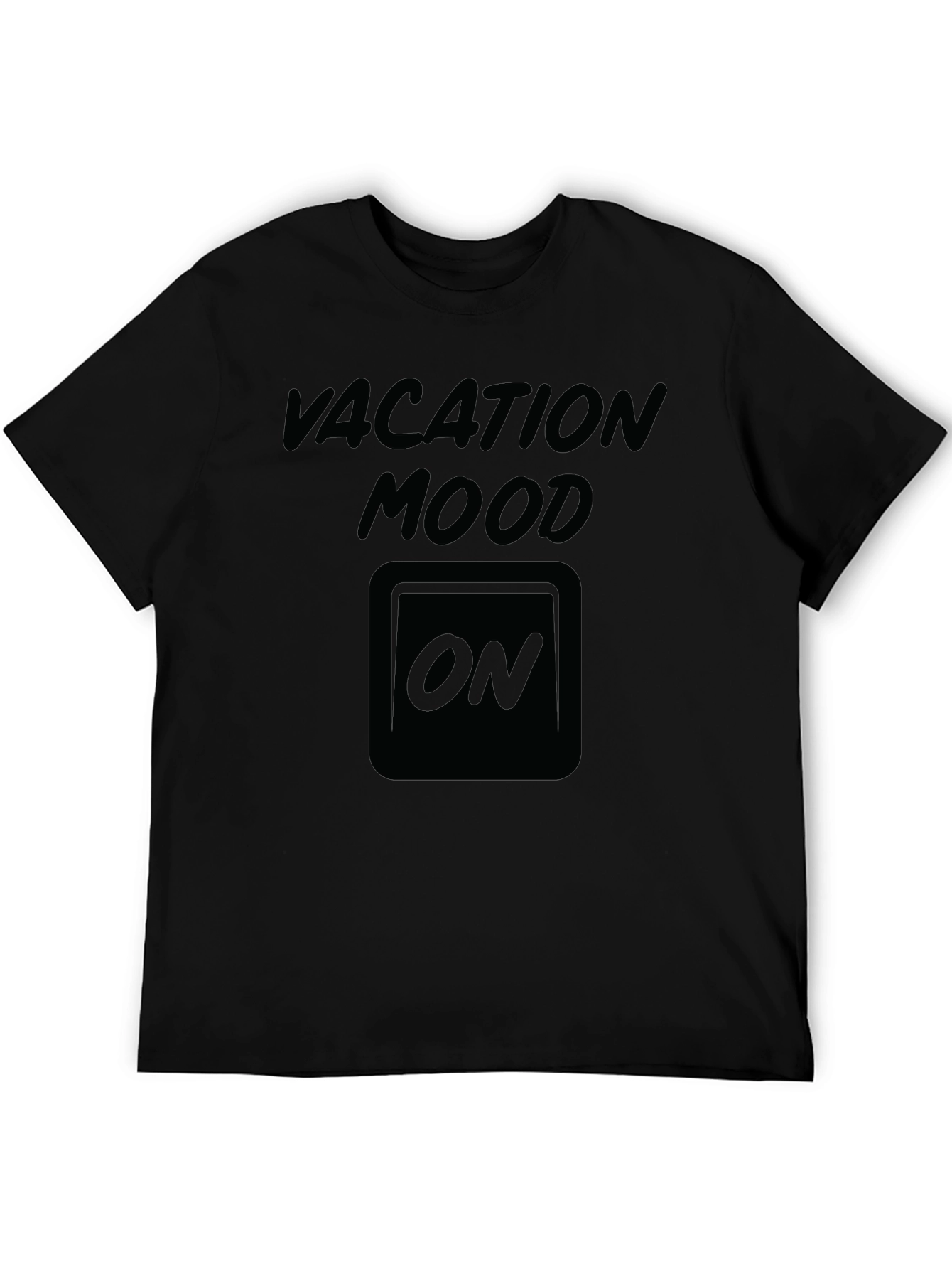 Vacation Mood ON Graphic Tee - Black Cotton T-Shirt