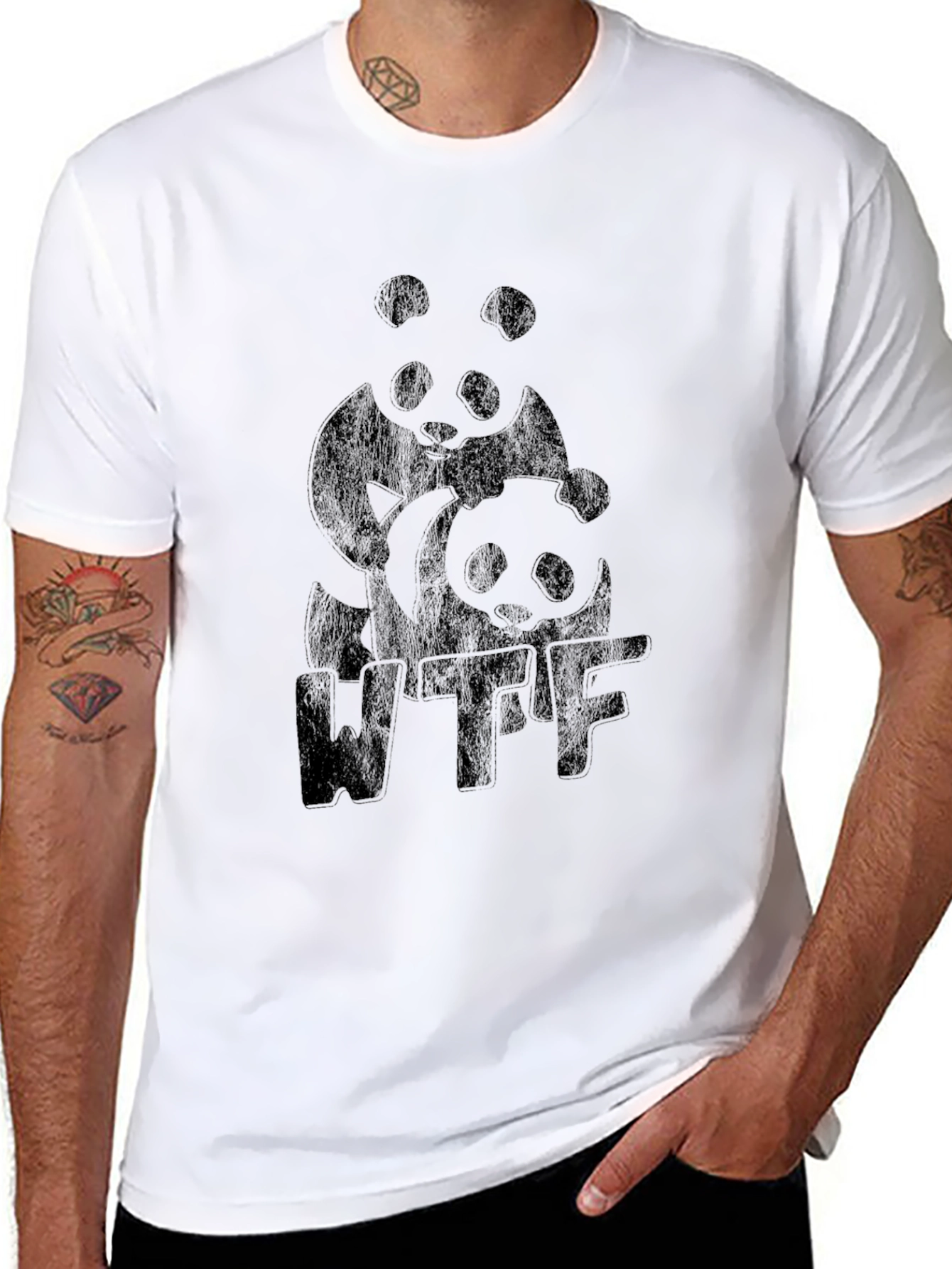 WTF Panda Graphic Tee - Black Cotton T-Shirt
