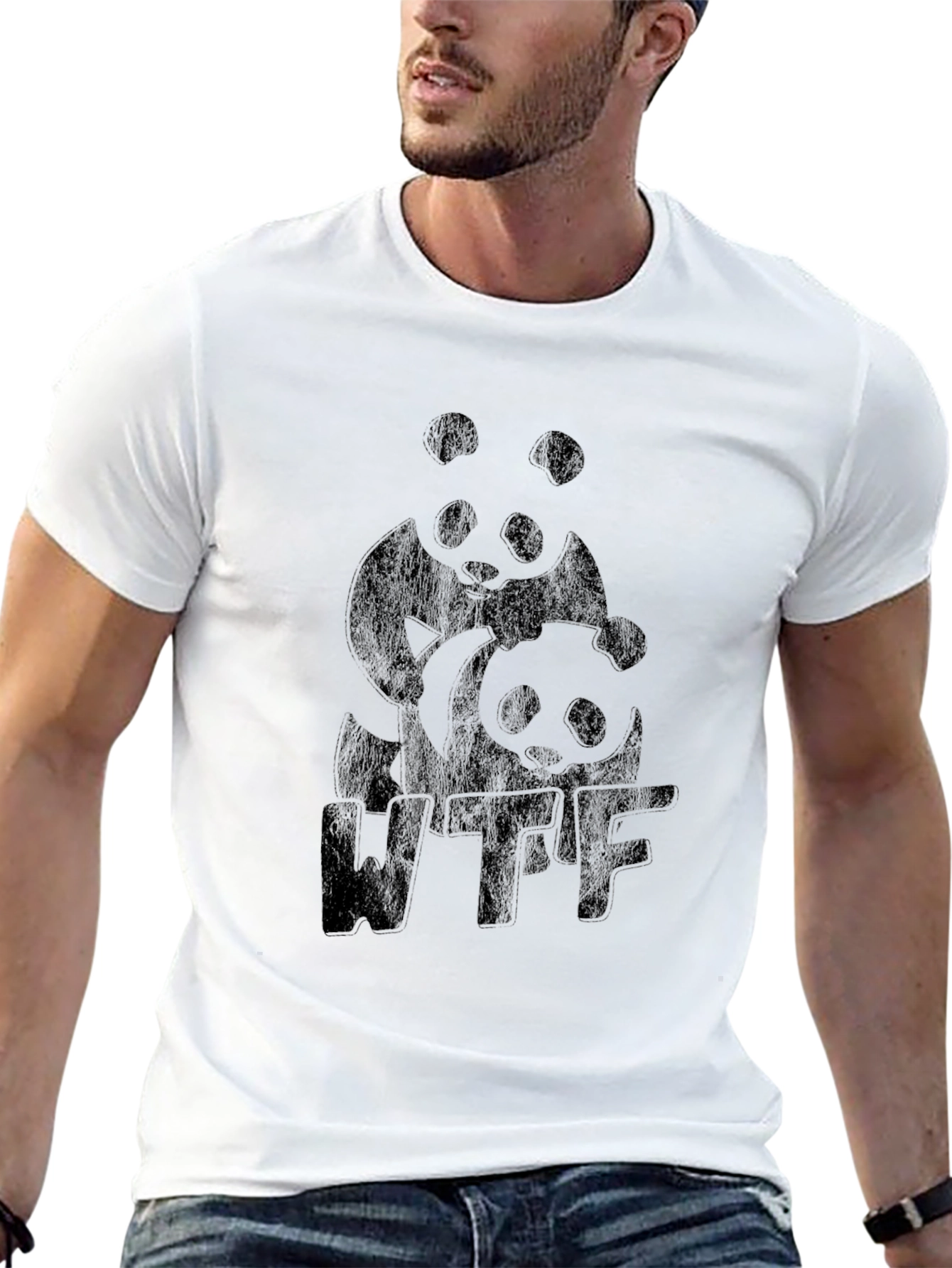 WTF Panda Graphic Tee - Black Cotton T-Shirt