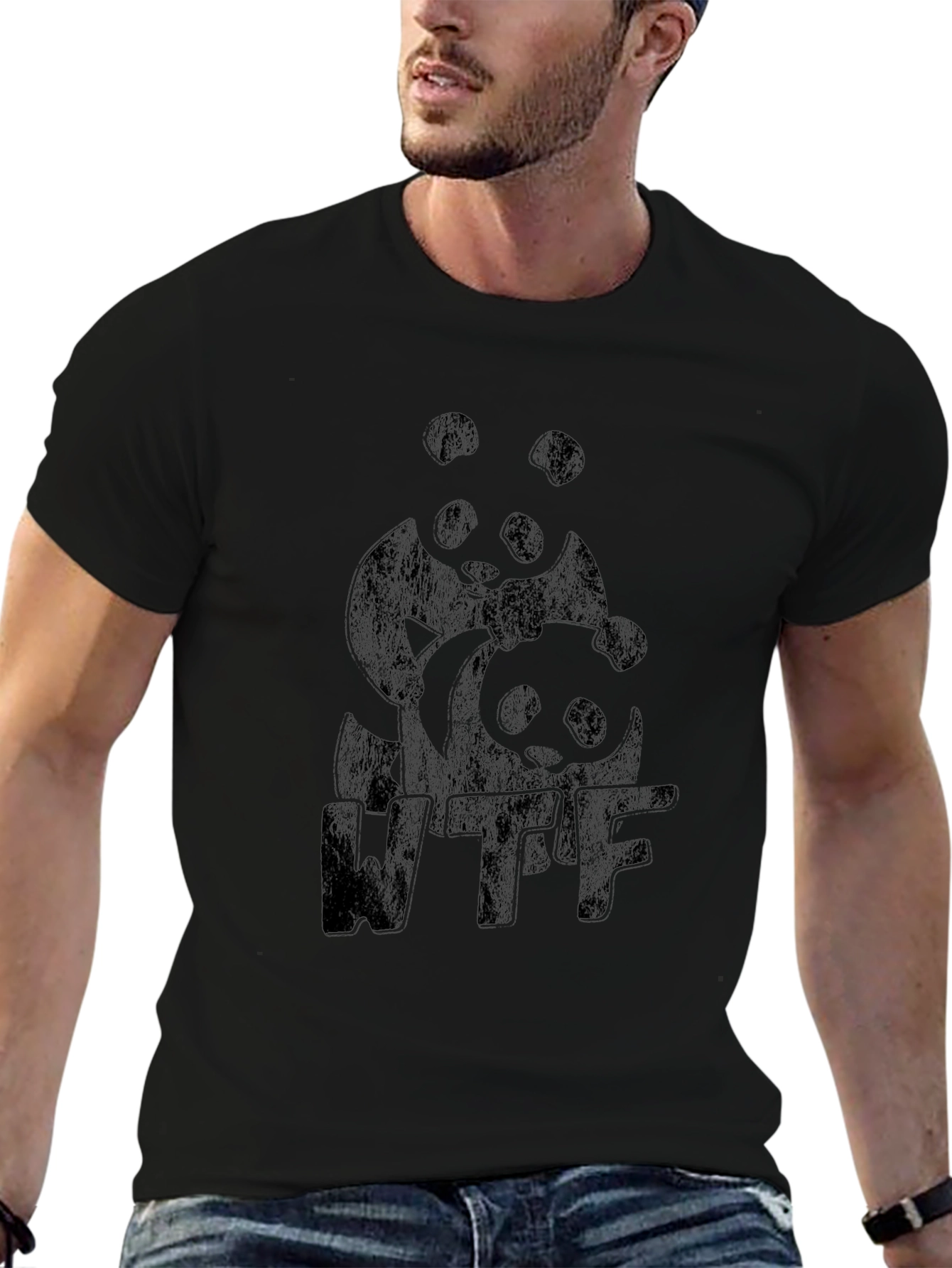 WTF Panda Graphic Tee - Black Cotton T-Shirt