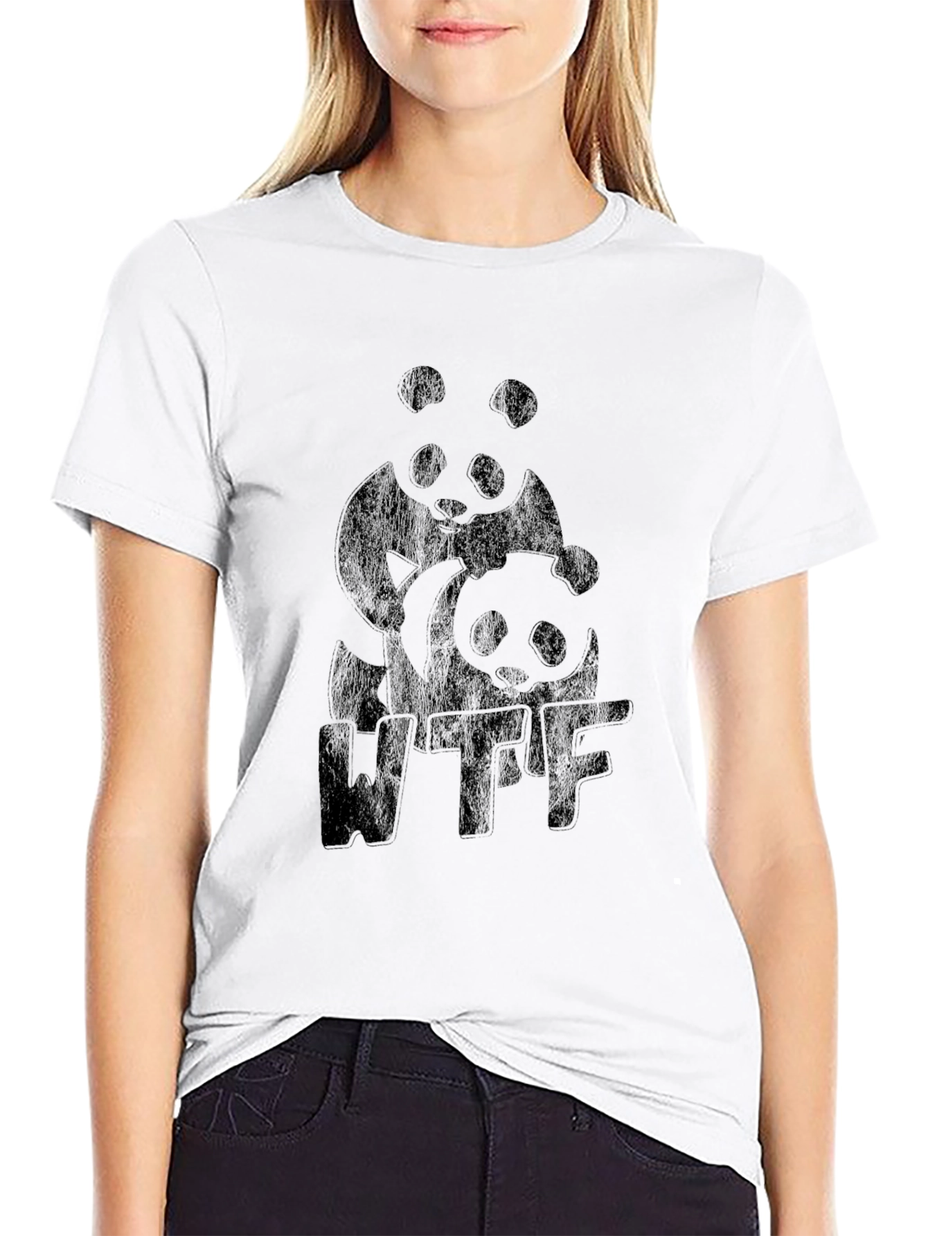 WTF Panda Graphic Tee - Black Cotton T-Shirt