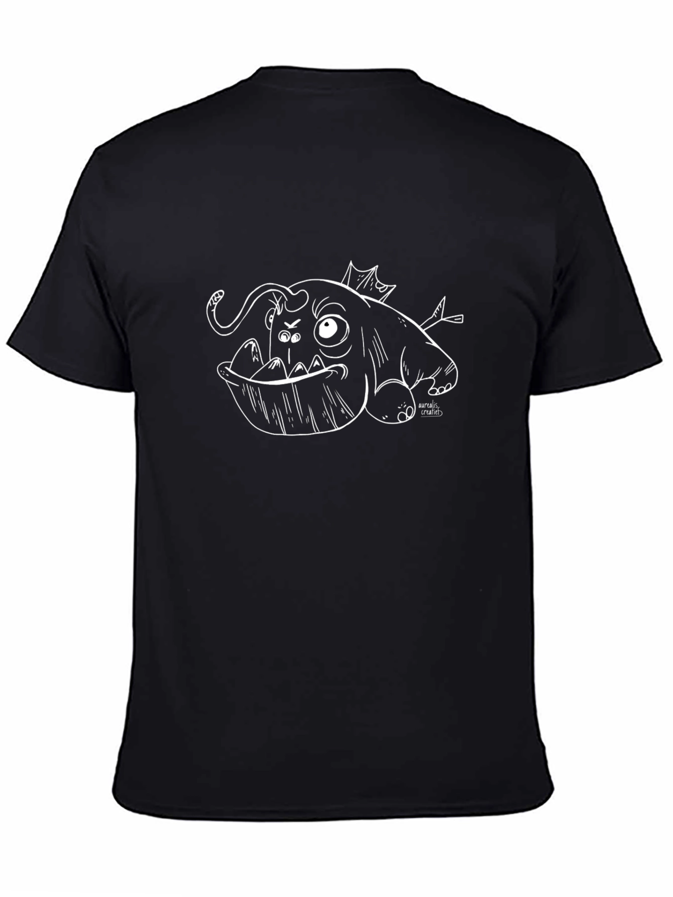 Angler Fish Graphic Tee - Black Cotton T-Shirt