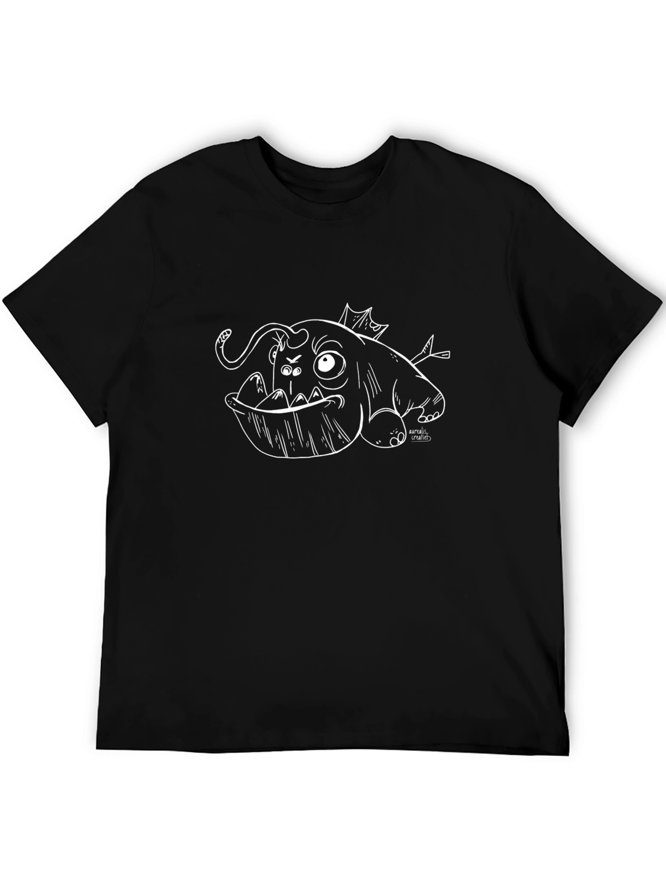 Angler Fish Graphic Tee - Black Cotton T-Shirt