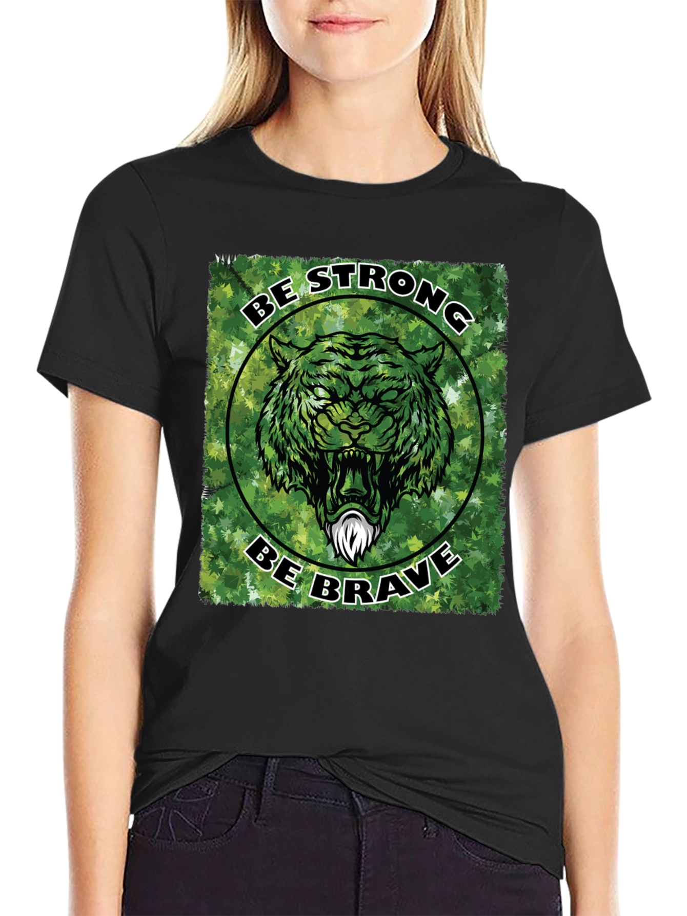 Be Strong Be Brave Tiger Graphic T-Shirt